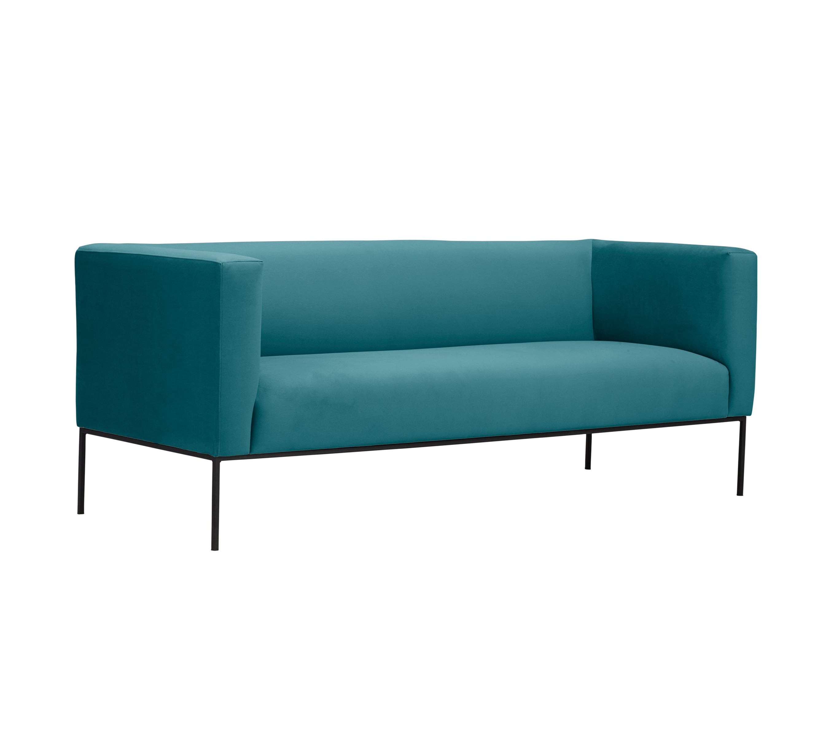 Velvet Sofa, "Neptune", 3 Seats, 195x79x76
 ,Turquoise,Black Metal Frame, Windsor & Co, Eye on Design