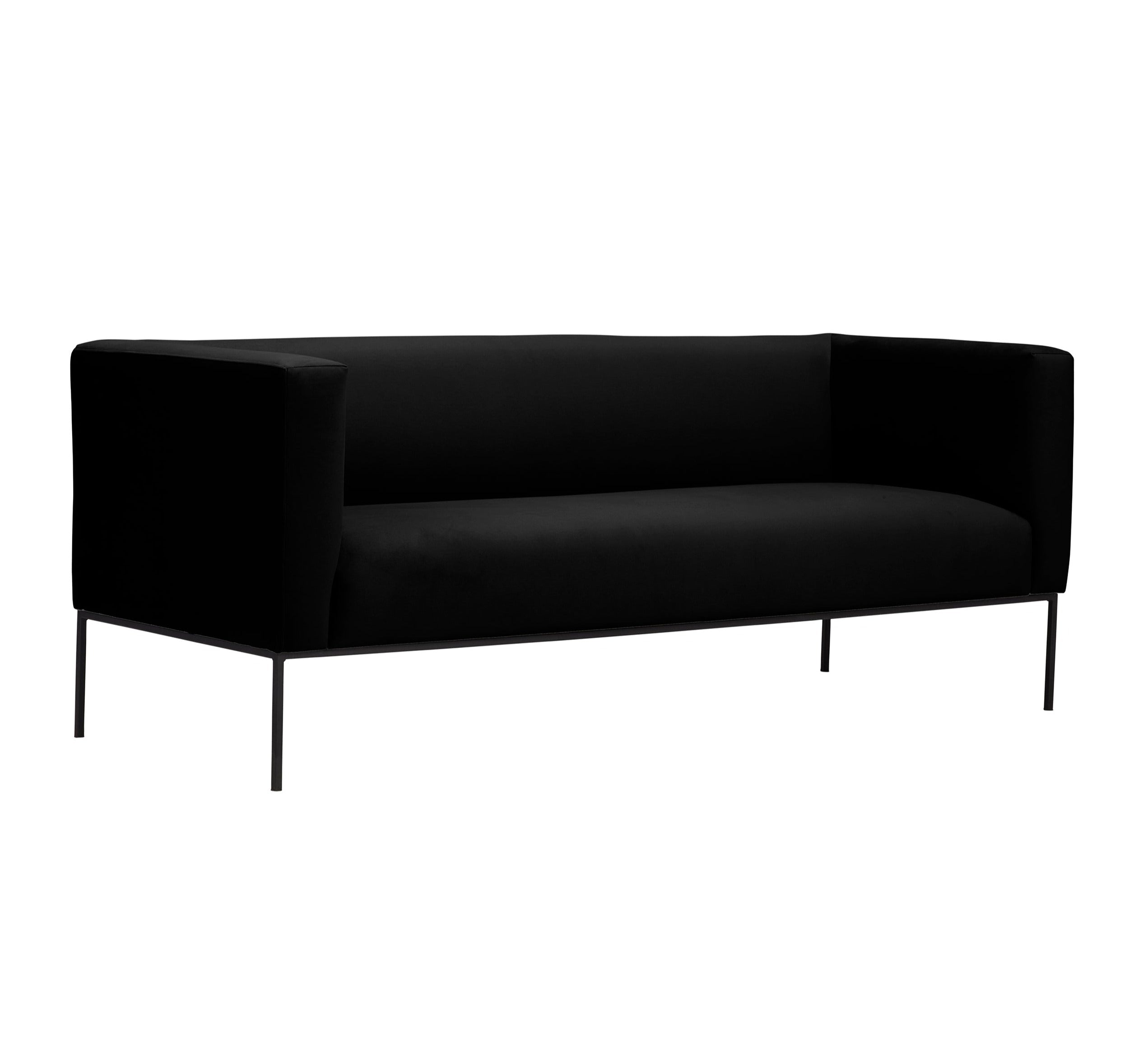 Velvet Sofa, "Neptune", 3 Seats, 195x79x76
 ,Black,Black Metal Frame, Windsor & Co, Eye on Design