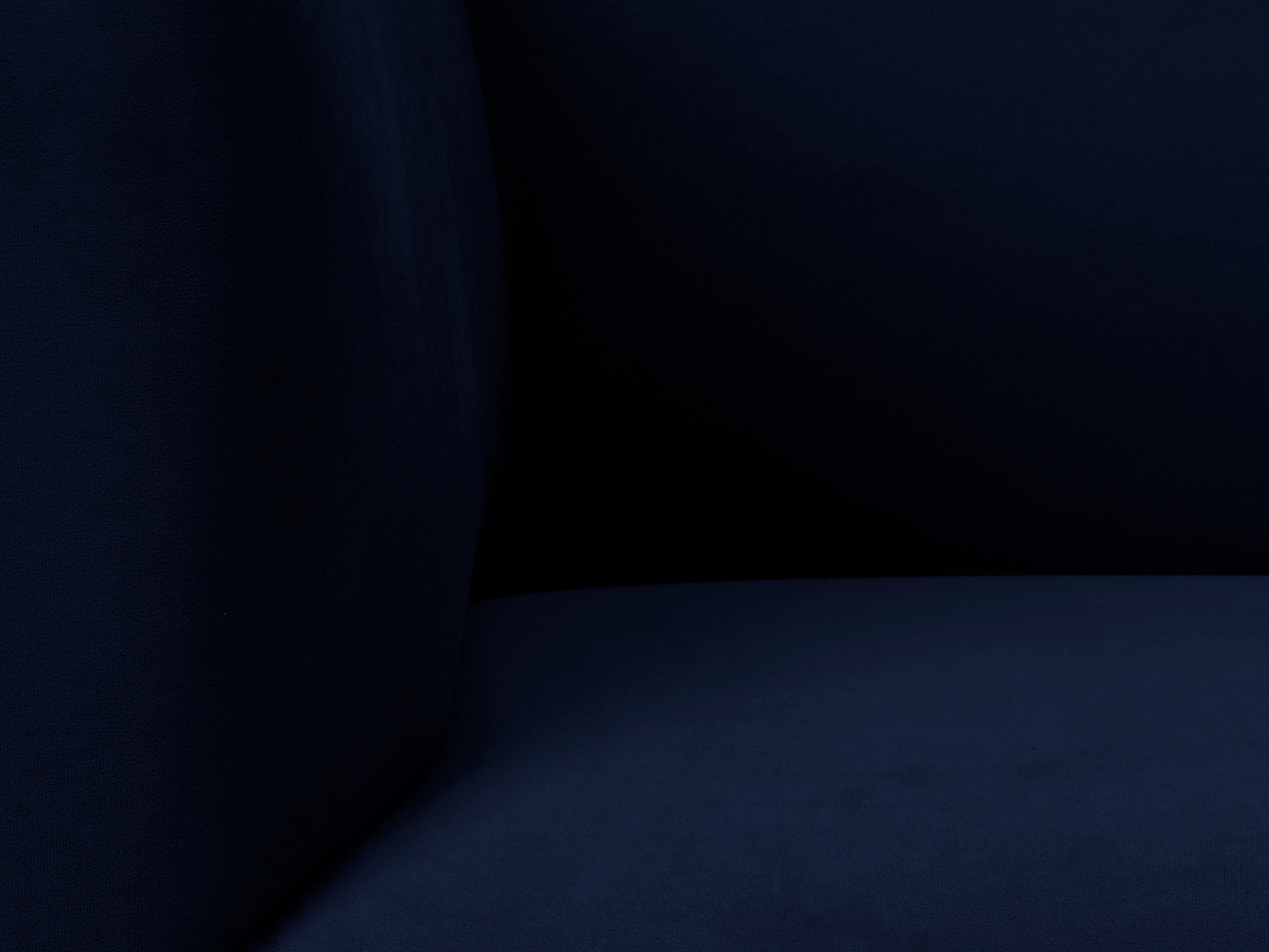 Velvet Sofa, "Neptune", 3 Seats, 195x79x76
 ,Dark Blue,Black Metal Frame, Windsor & Co, Eye on Design