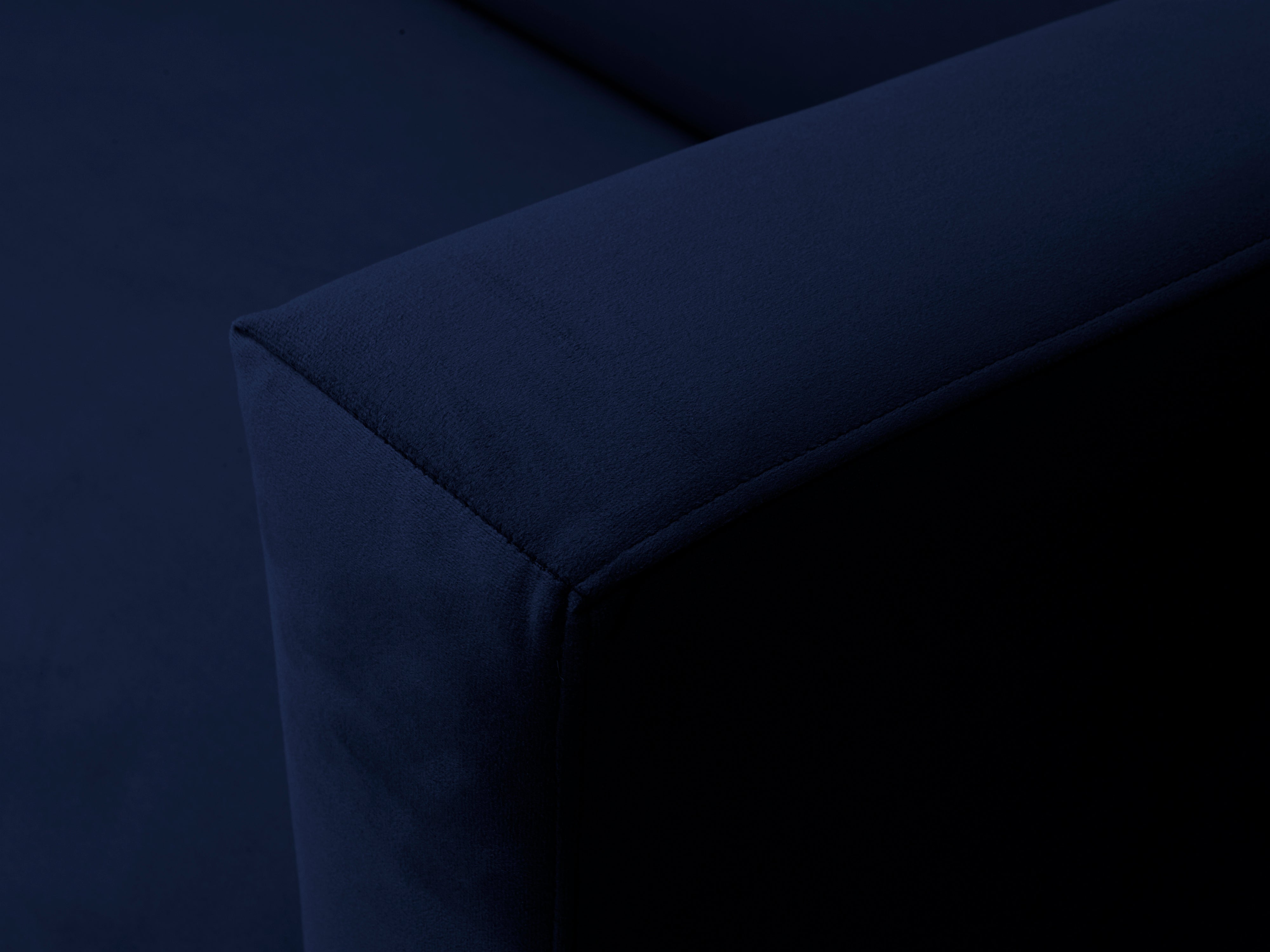 Velvet Sofa, "Neptune", 3 Seats, 195x79x76
 ,Dark Blue,Black Metal Frame, Windsor & Co, Eye on Design