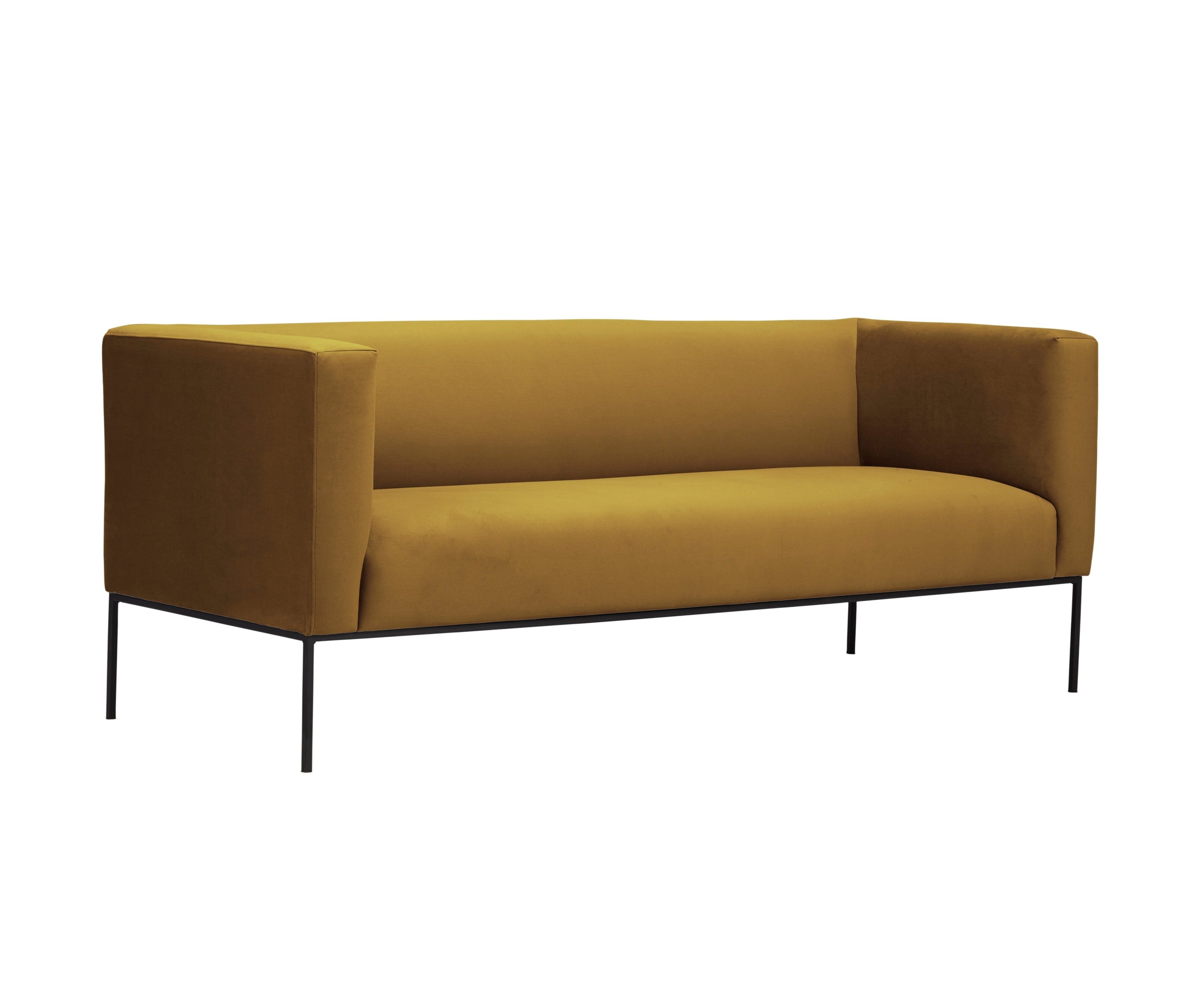 Velvet Sofa, "Neptune", 3 Seats, 195x79x76
 ,Yellow,Black Metal Frame, Windsor & Co, Eye on Design