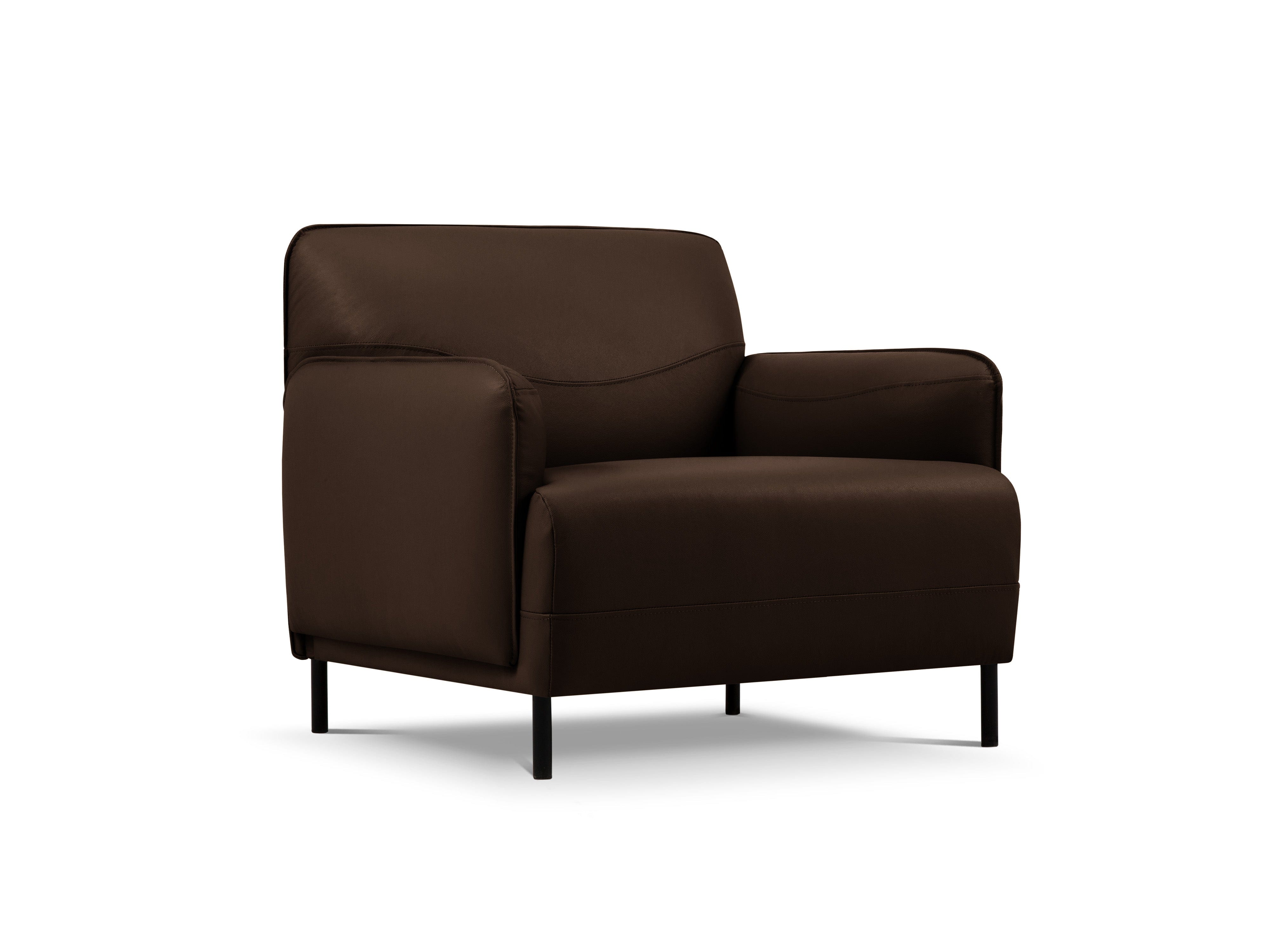 Genuine Leather Sofa, "Neso", 1 Seat, 88x90x76
 ,Brown,Black Metal, Windsor & Co, Eye on Design
