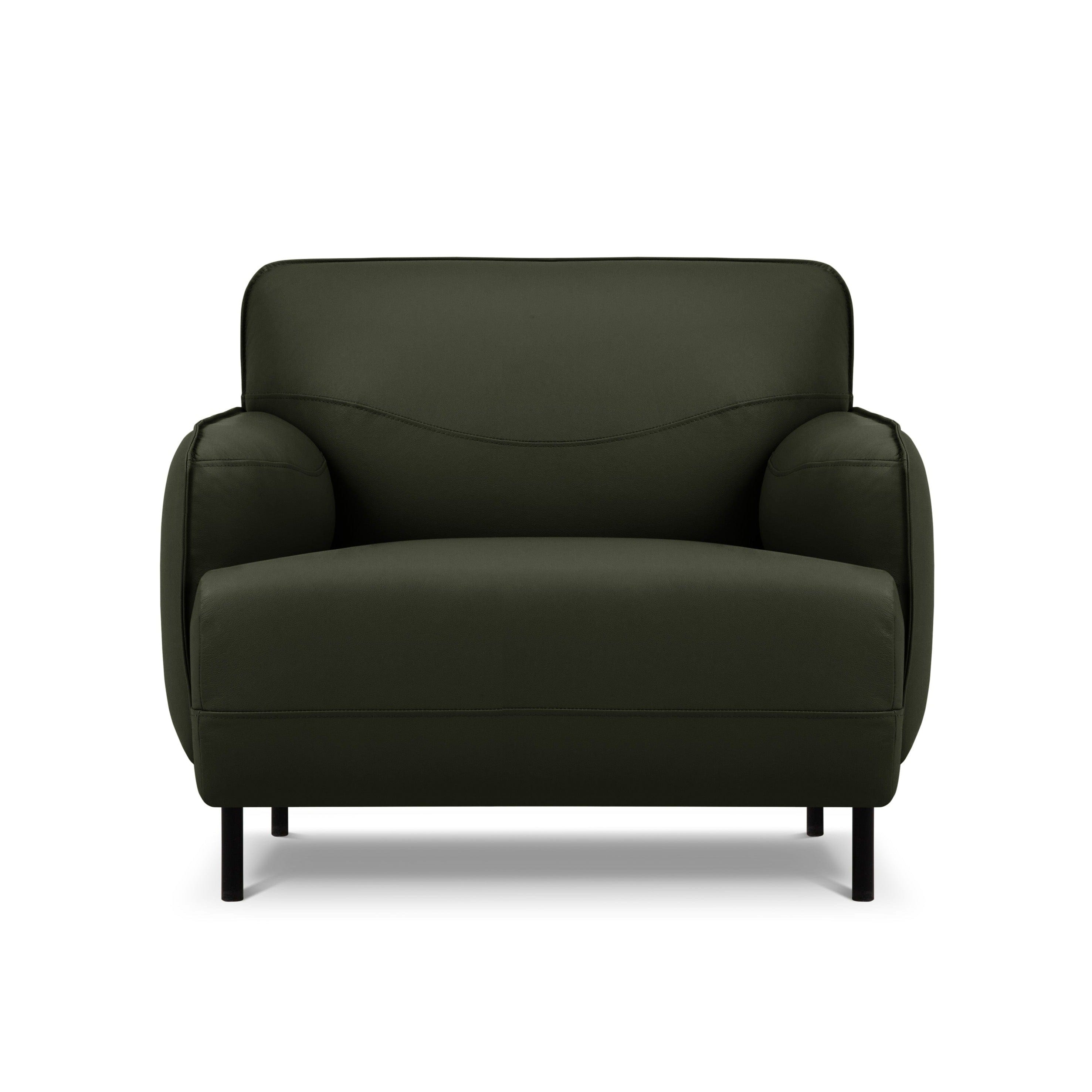 Genuine Leather Sofa, "Neso", 1 Seat, 88x90x76
 ,Green,Black Metal, Windsor & Co, Eye on Design