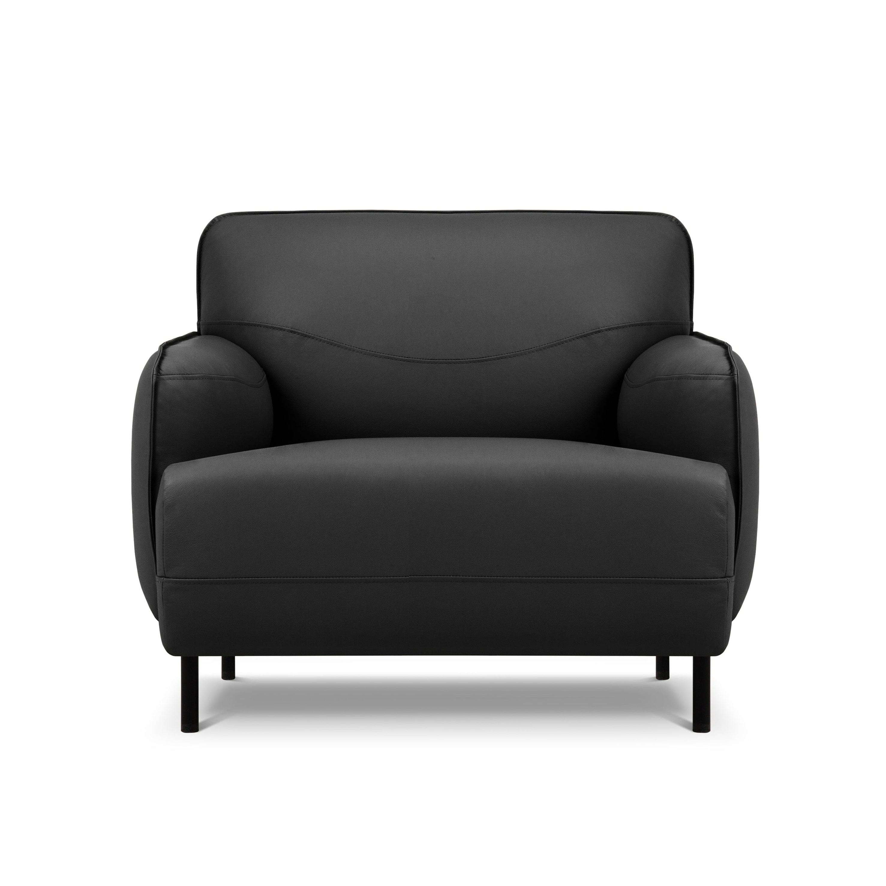 Genuine Leather Sofa, "Neso", 1 Seat, 88x90x76
 ,Dark Grey,Black Metal, Windsor & Co, Eye on Design