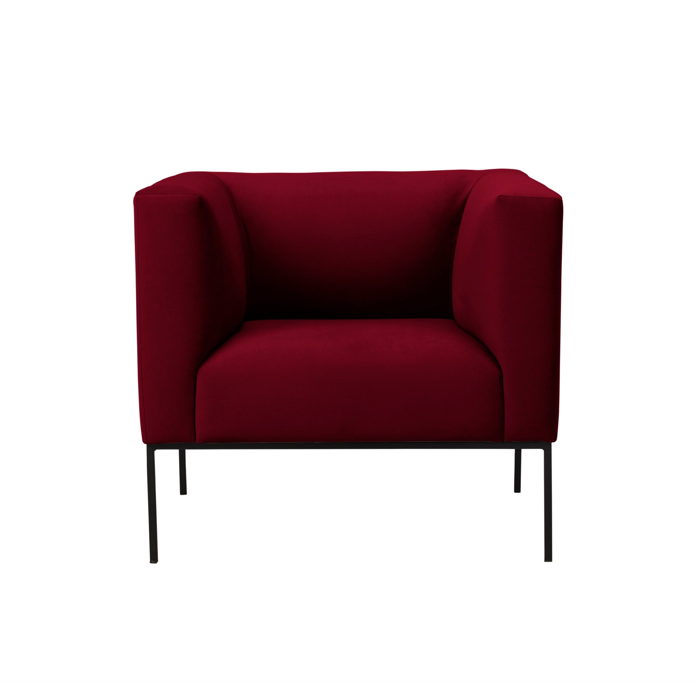 Velvet Armchair, "Neptune", 1 Seat, 85x79x76
 ,Red,Black Metal Frame, Windsor & Co, Eye on Design