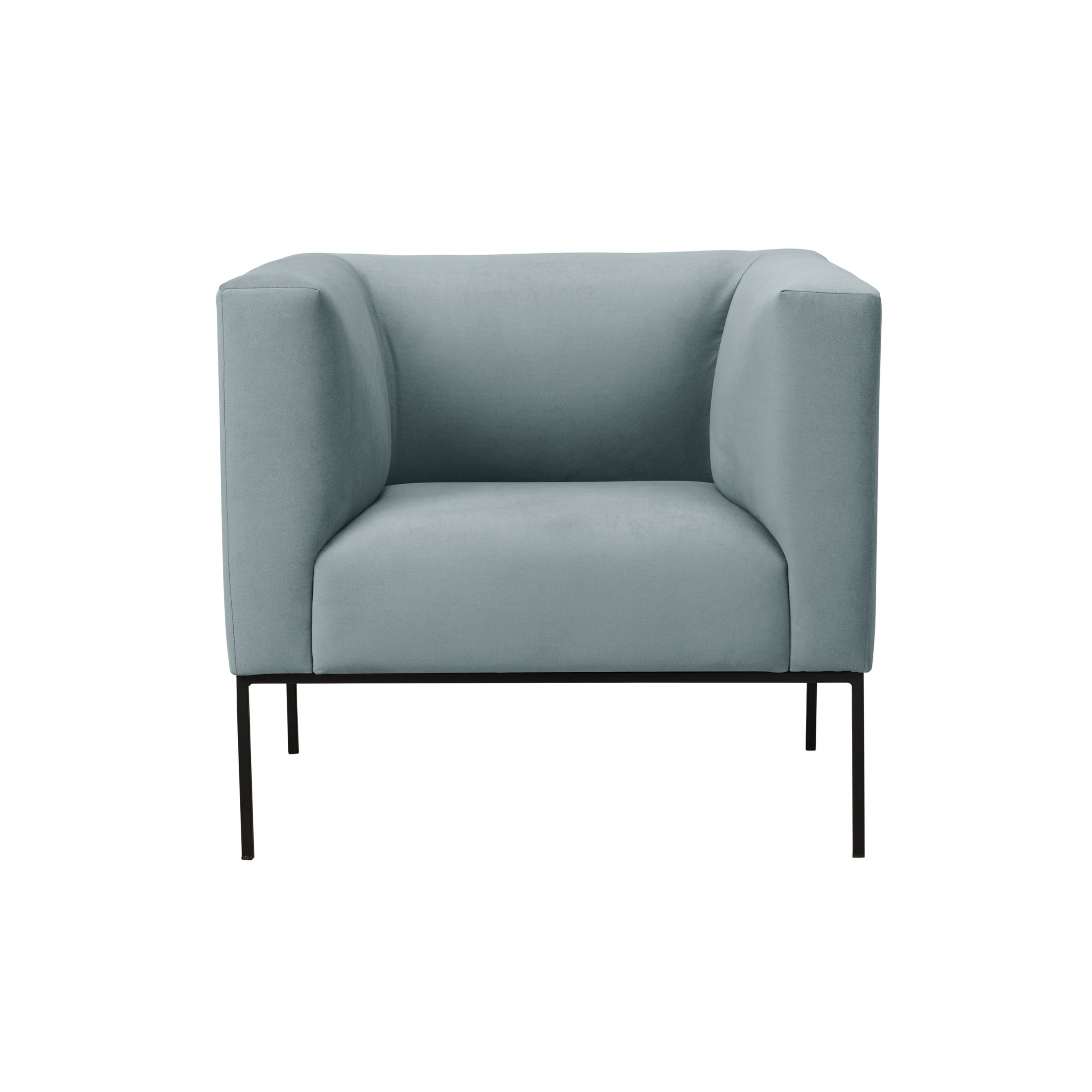 Velvet Armchair, "Neptune", 1 Seat, 85x79x76
 ,Grey,Black Metal Frame, Windsor & Co, Eye on Design