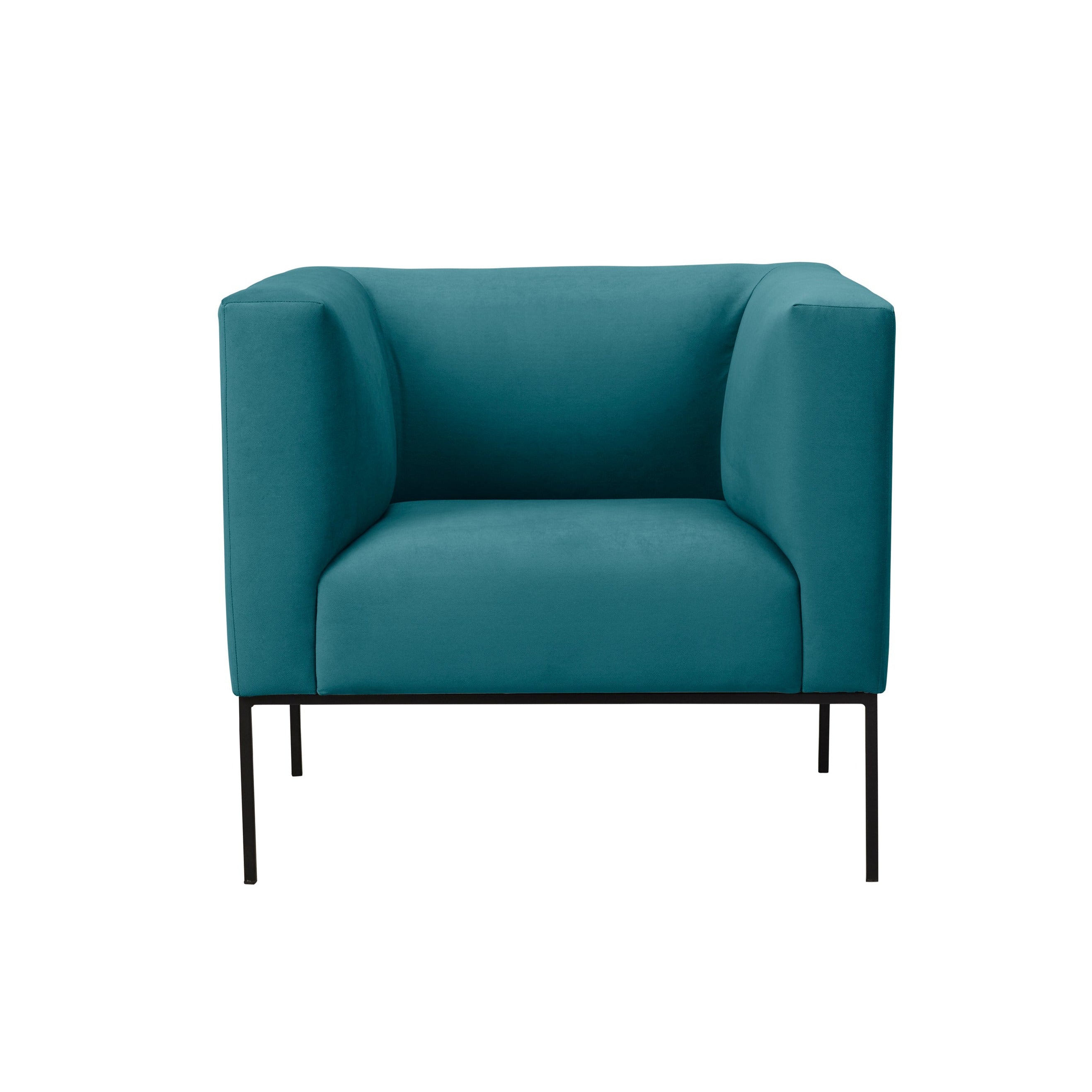 Velvet Armchair, "Neptune", 1 Seat, 85x79x76
 ,Turquoise,Black Metal Frame, Windsor & Co, Eye on Design