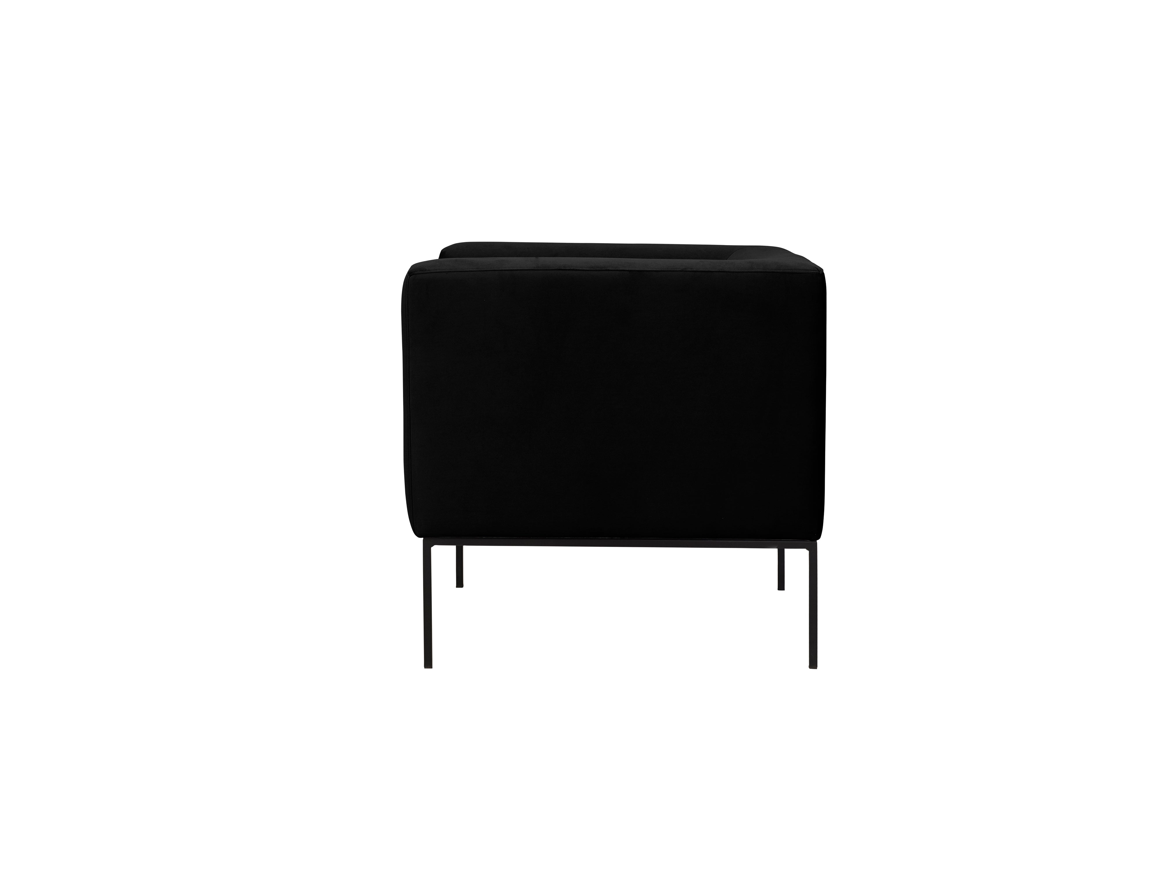 Velvet Armchair, "Neptune", 1 Seat, 85x79x76
 ,Black,Black Metal Frame, Windsor & Co, Eye on Design