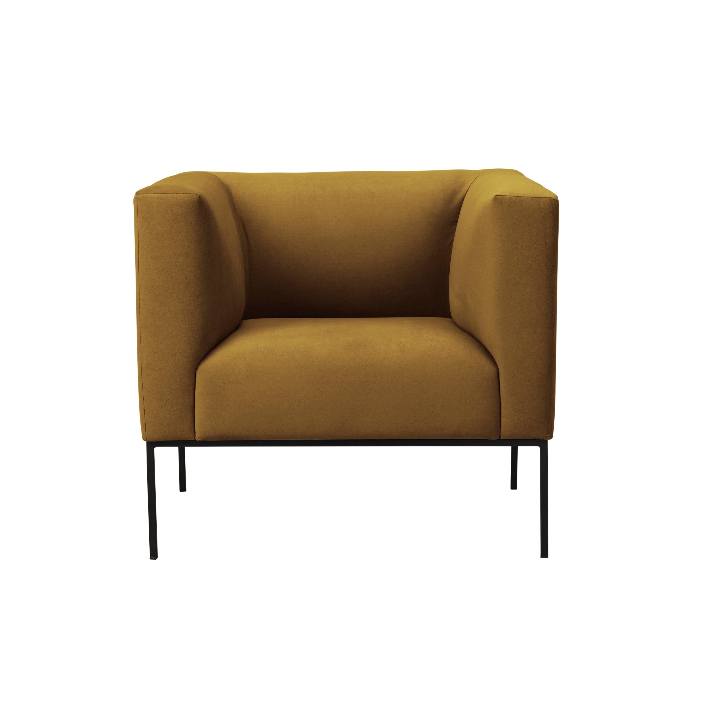 Velvet Armchair, "Neptune", 1 Seat, 85x79x76
 ,Yellow,Black Metal Frame, Windsor & Co, Eye on Design