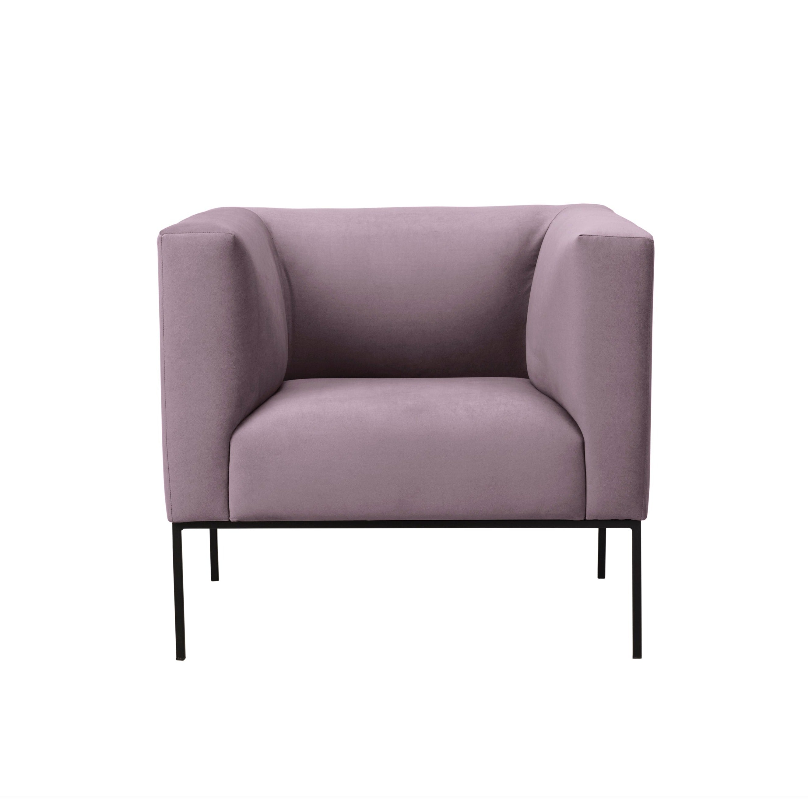 Velvet Armchair, "Neptune", 1 Seat, 85x79x76
 ,Pink,Black Metal Frame, Windsor & Co, Eye on Design