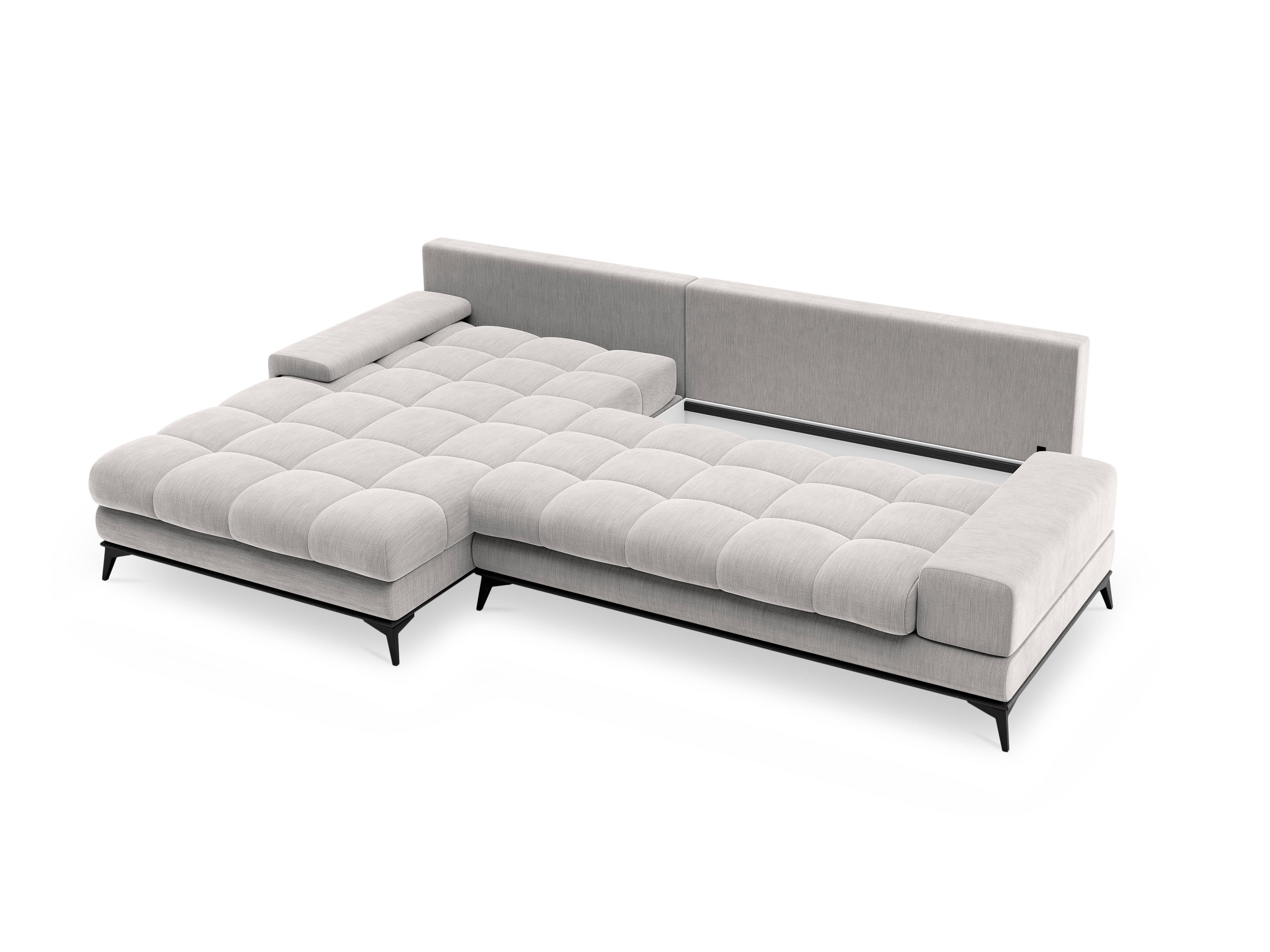 Corner sofa with a sleeping function left DENEB light grey