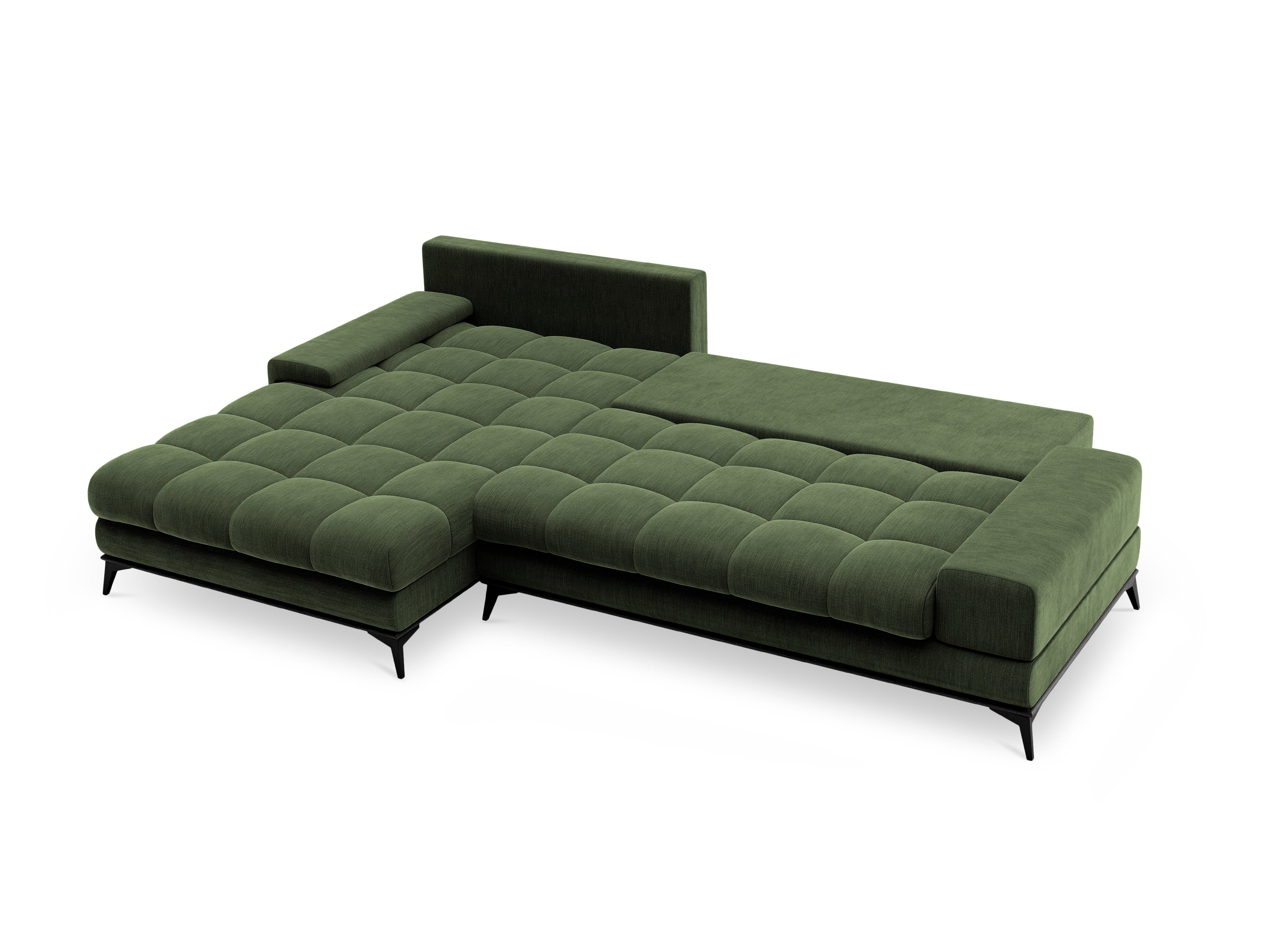 Corner sofa with a sleeping function left DENEB green