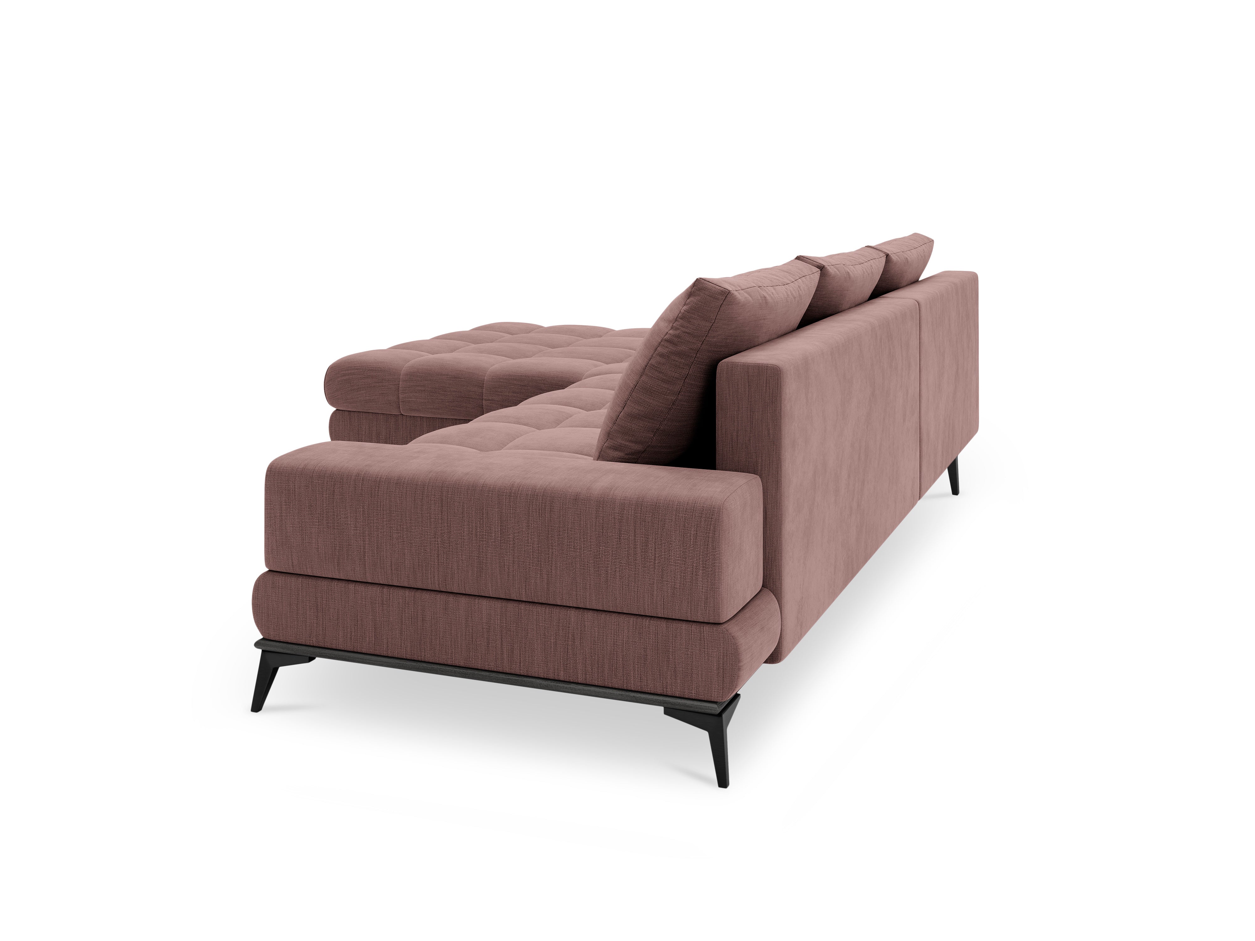 Corner sofa with a sleeping function left DENEB dusty pink