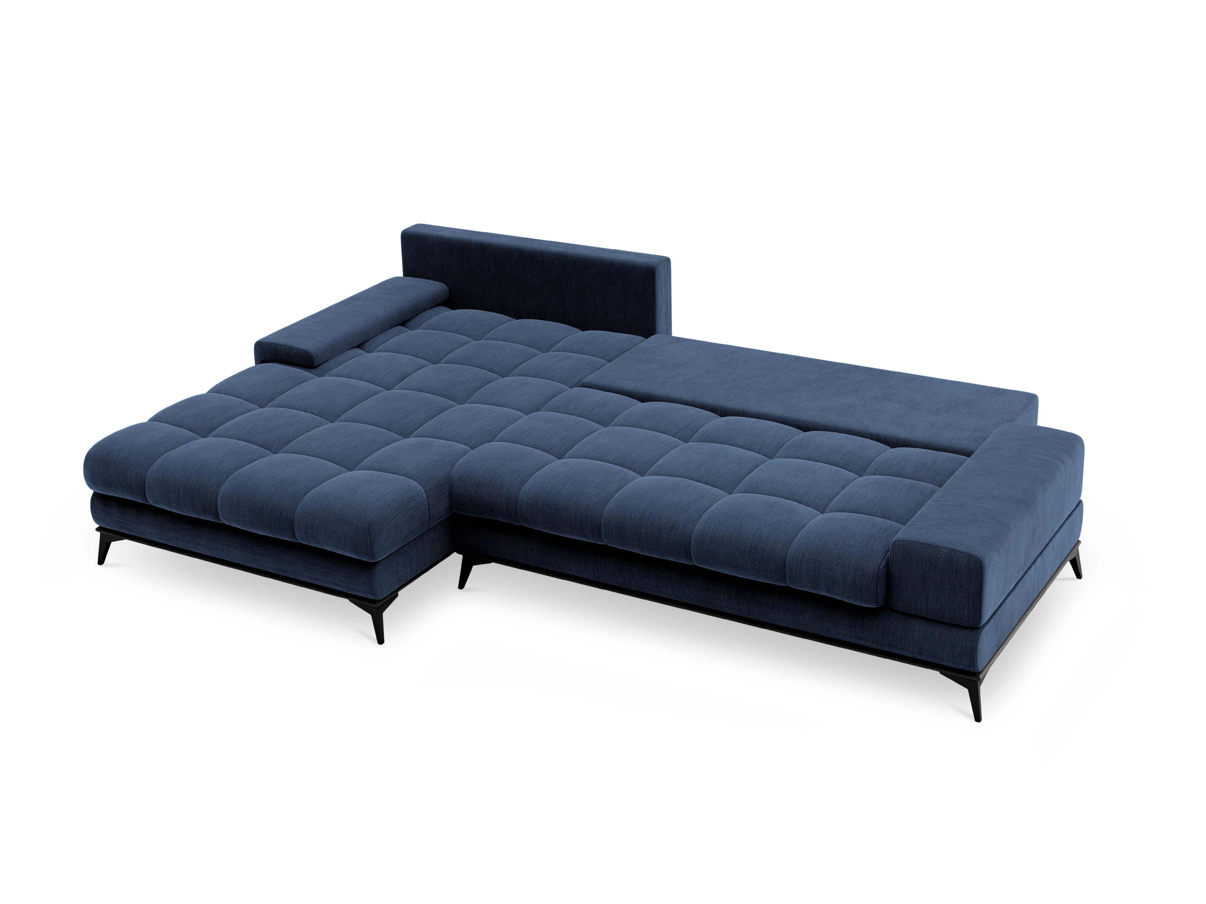 Corner sofa with a sleeping function left DENEB blue