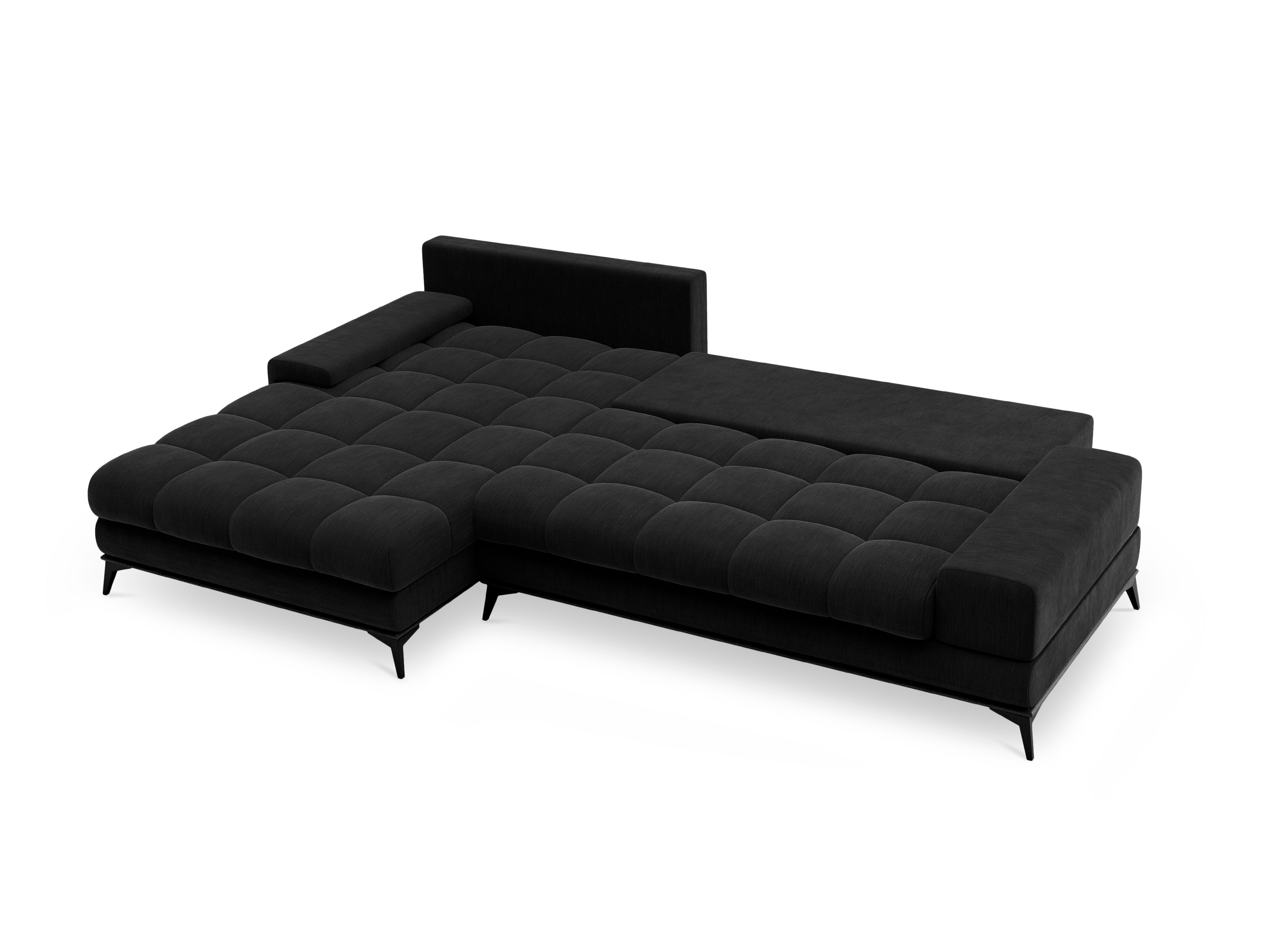 Corner sofa with a sleeping function left DENEB black
