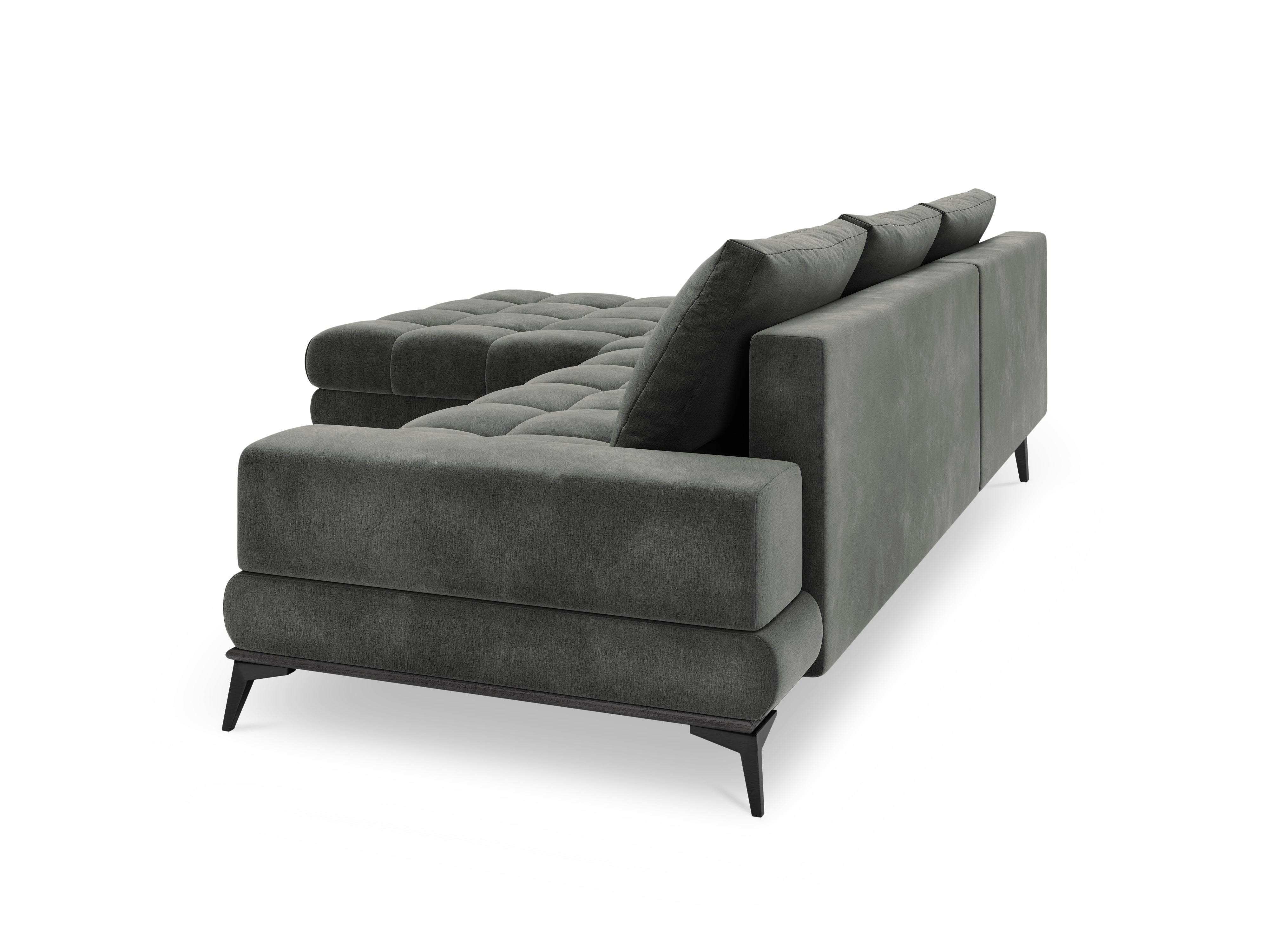 Velvet corner sofa with sleeping function left DENEB grey