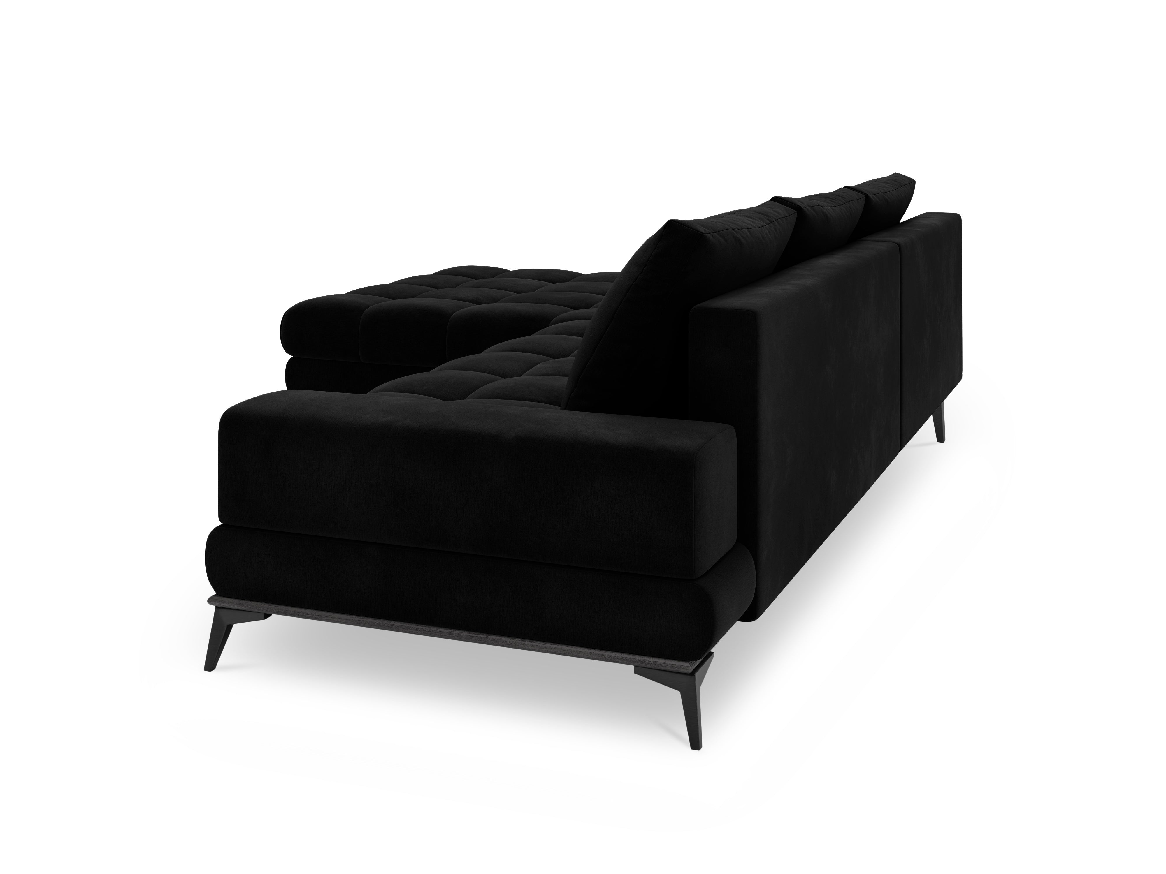 Velvet corner sofa with sleeping function left DENEB black