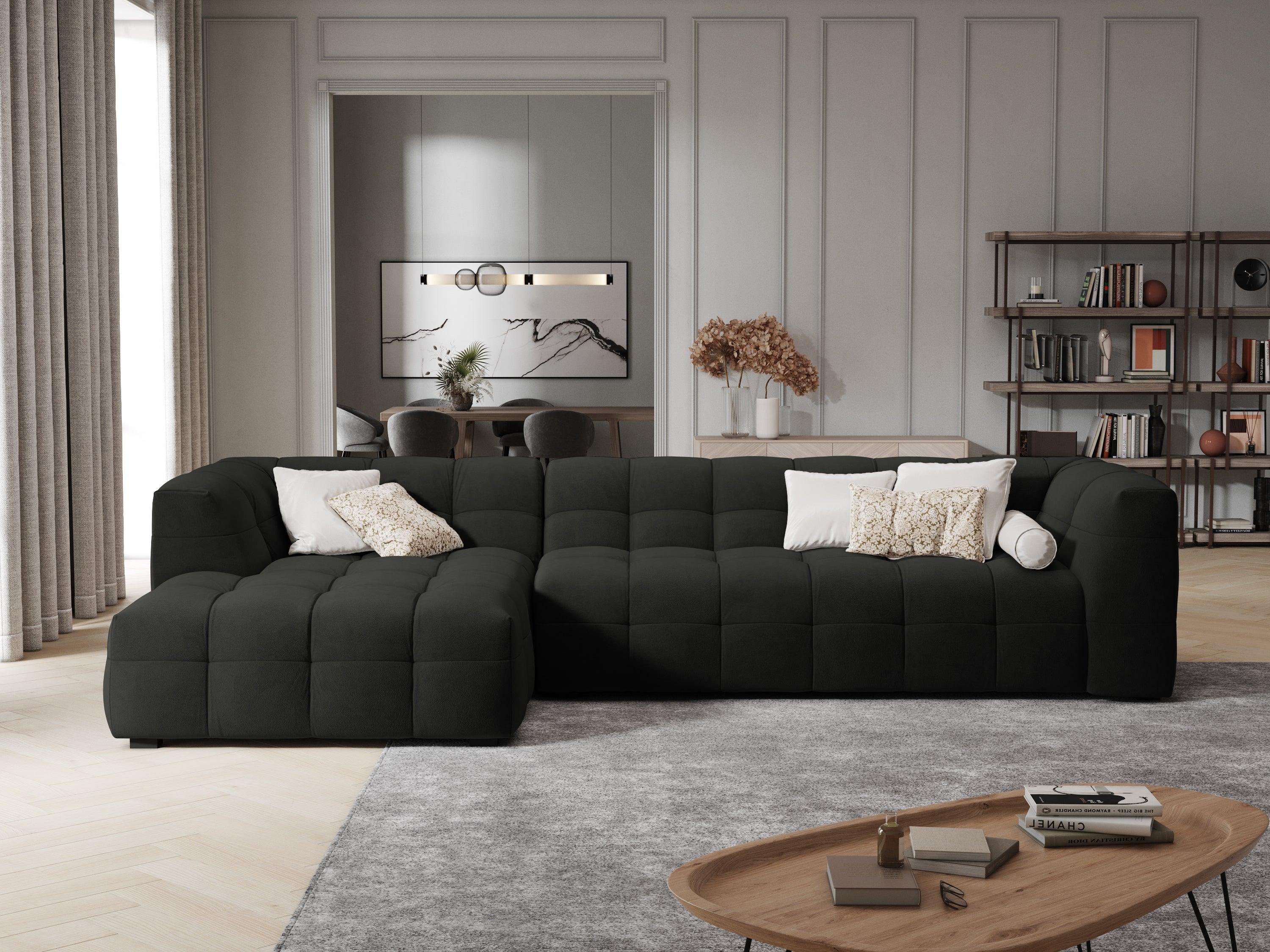 Velvet corner sofa VESTA dark grey