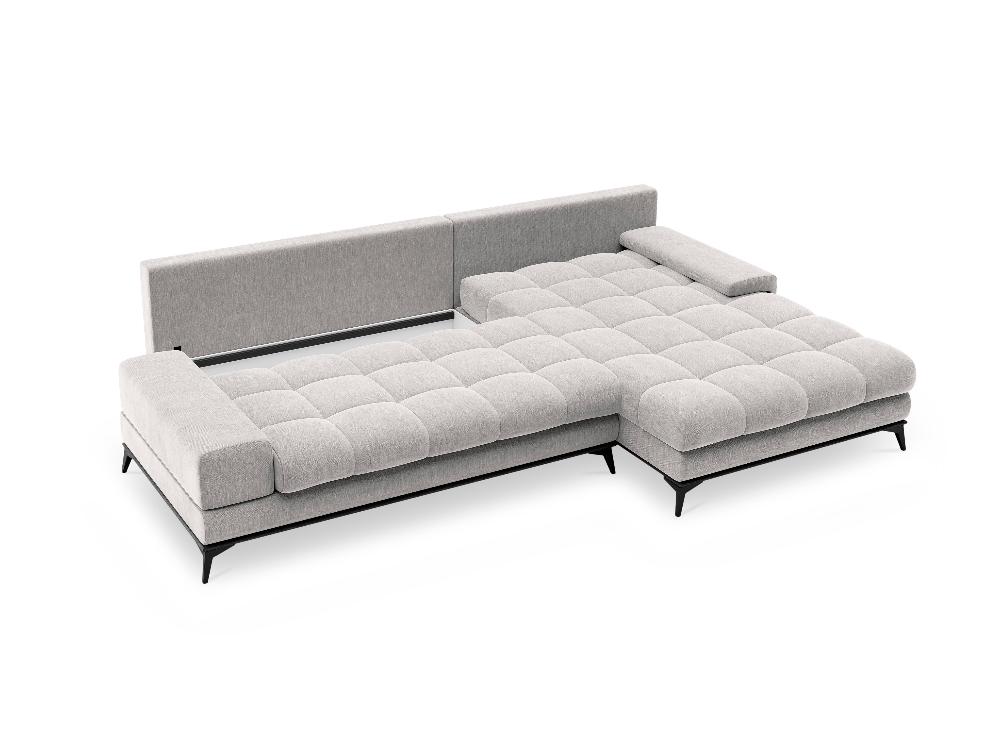 Corner sofa with a sleeping function right DENEB light grey