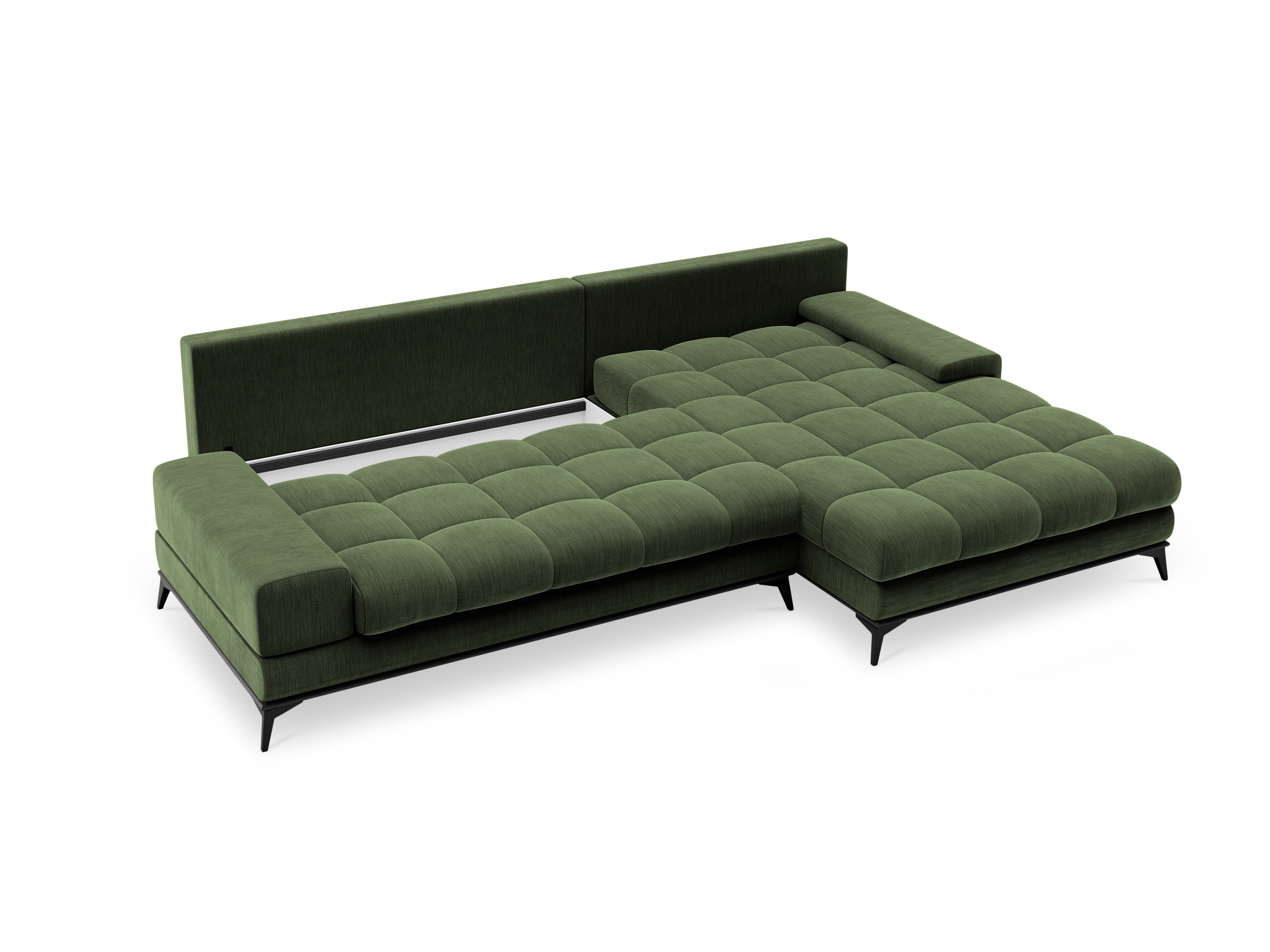 Corner sofa with a sleeping function right DENEB green