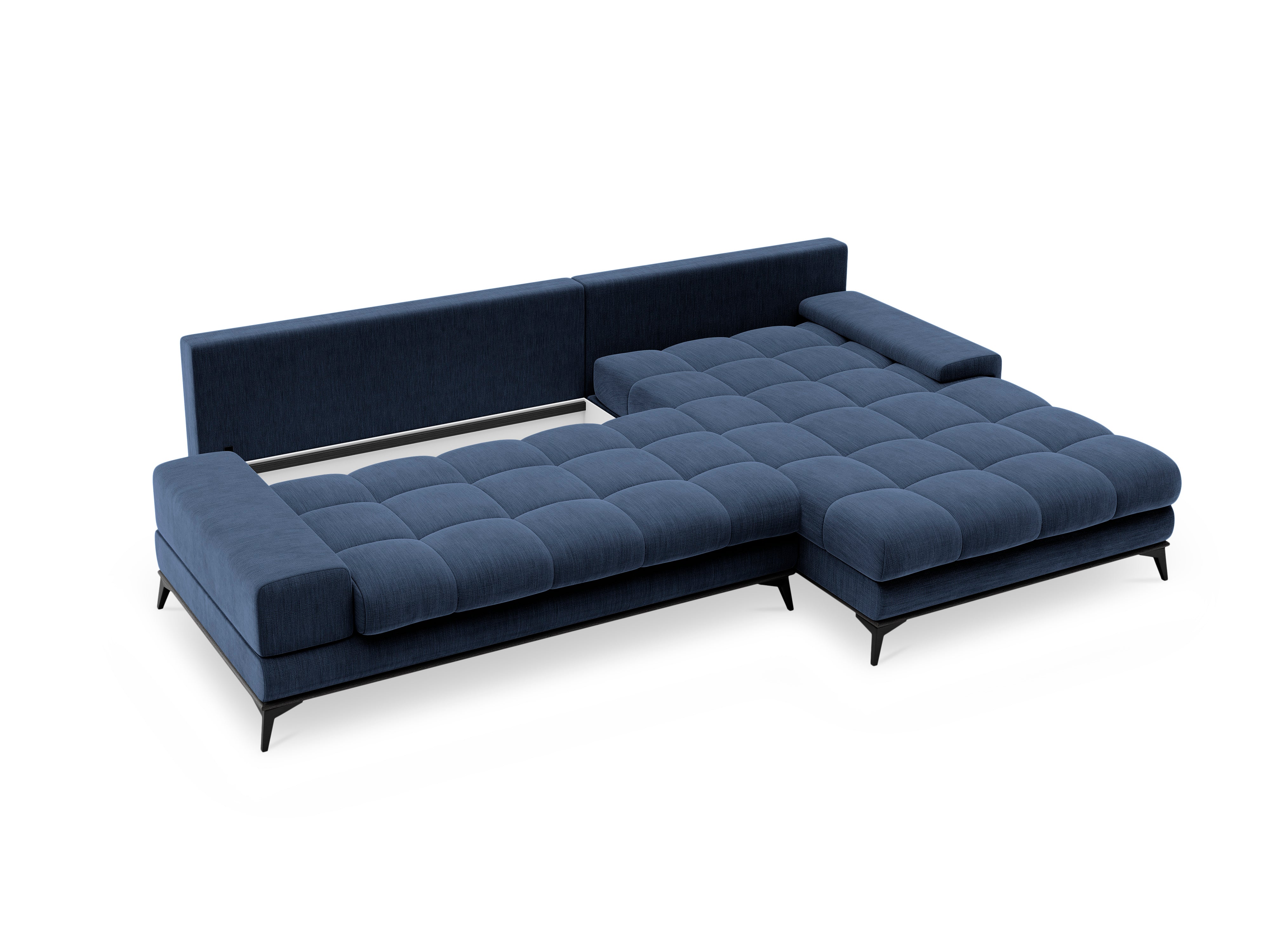 Corner sofa with a sleeping function right DENEB blue
