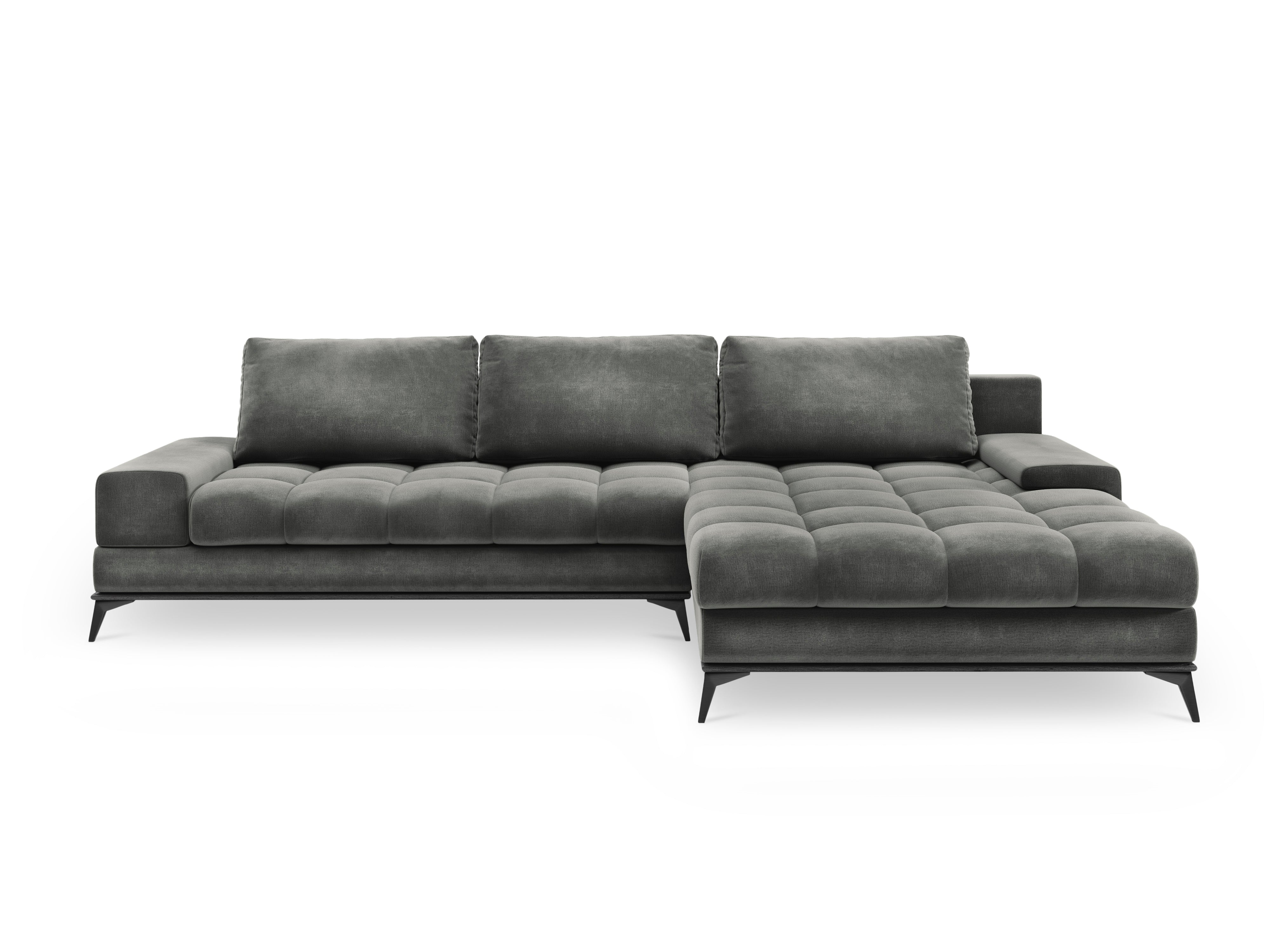 Right side velvet corner sofa with sleeping function DENEB grey, Windsor & Co, Eye on Design