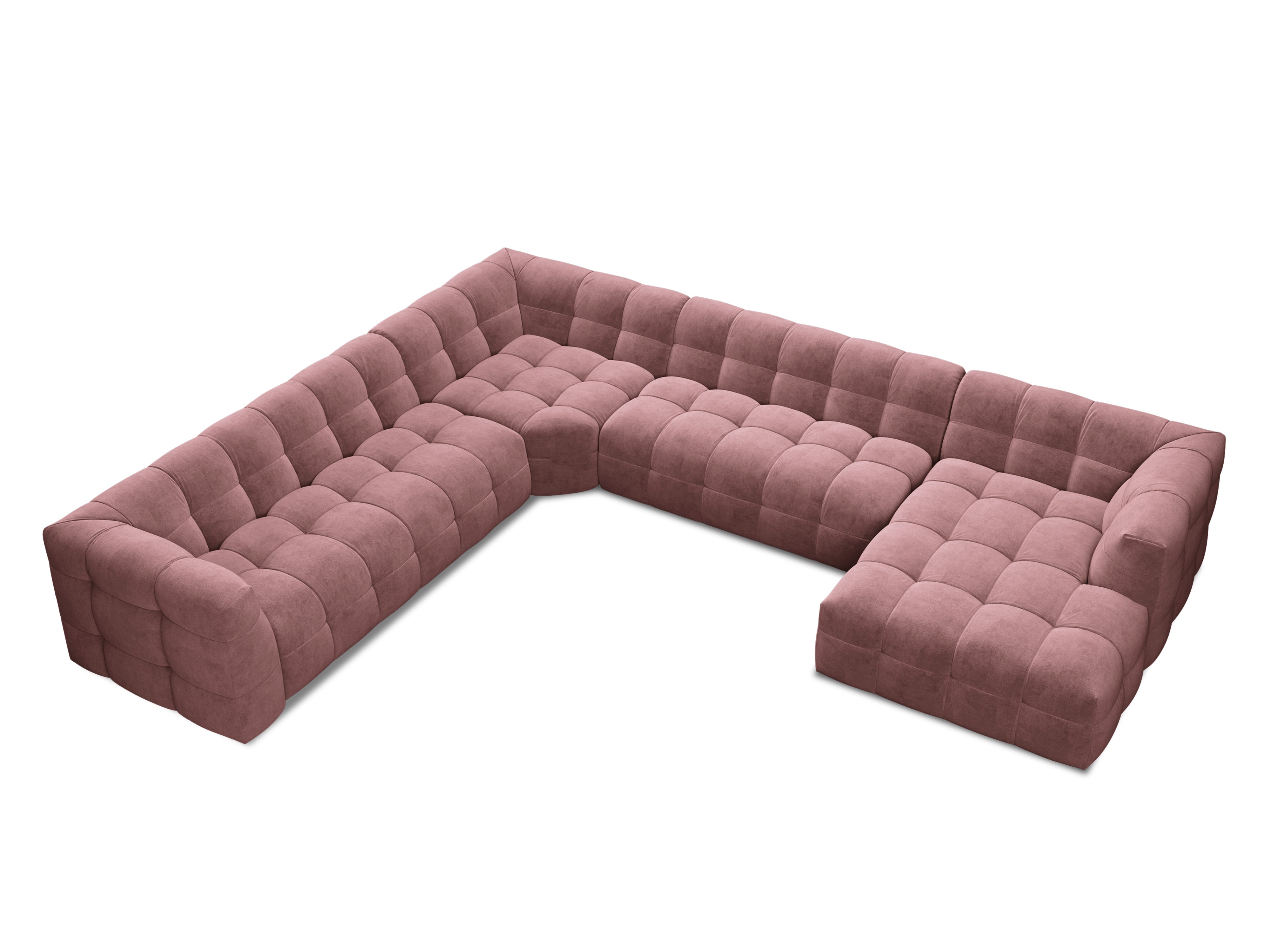 U-shaped corner sofa velvet left VESTA pink
