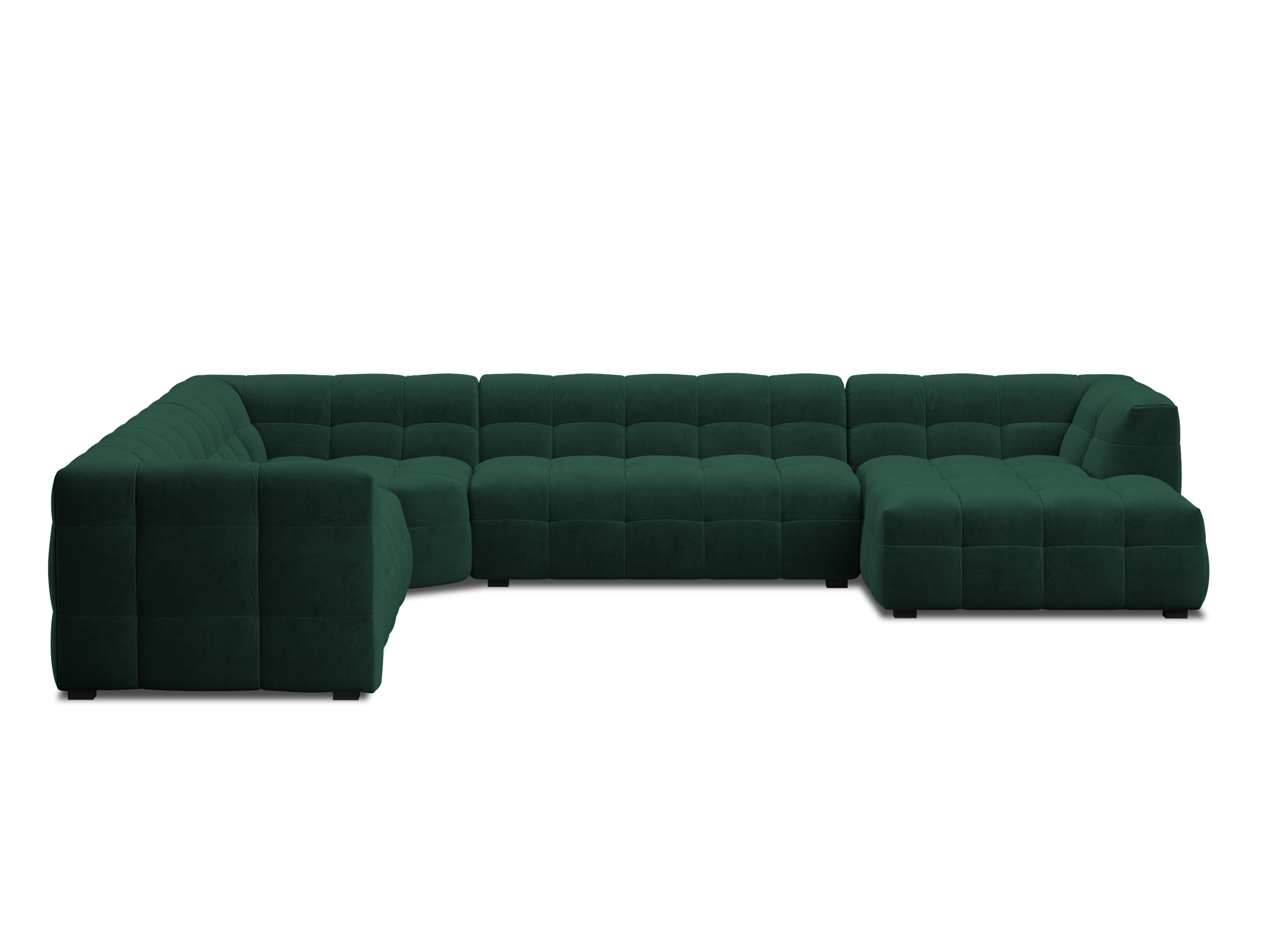U-shaped corner sofa velvet left VESTA bottle green