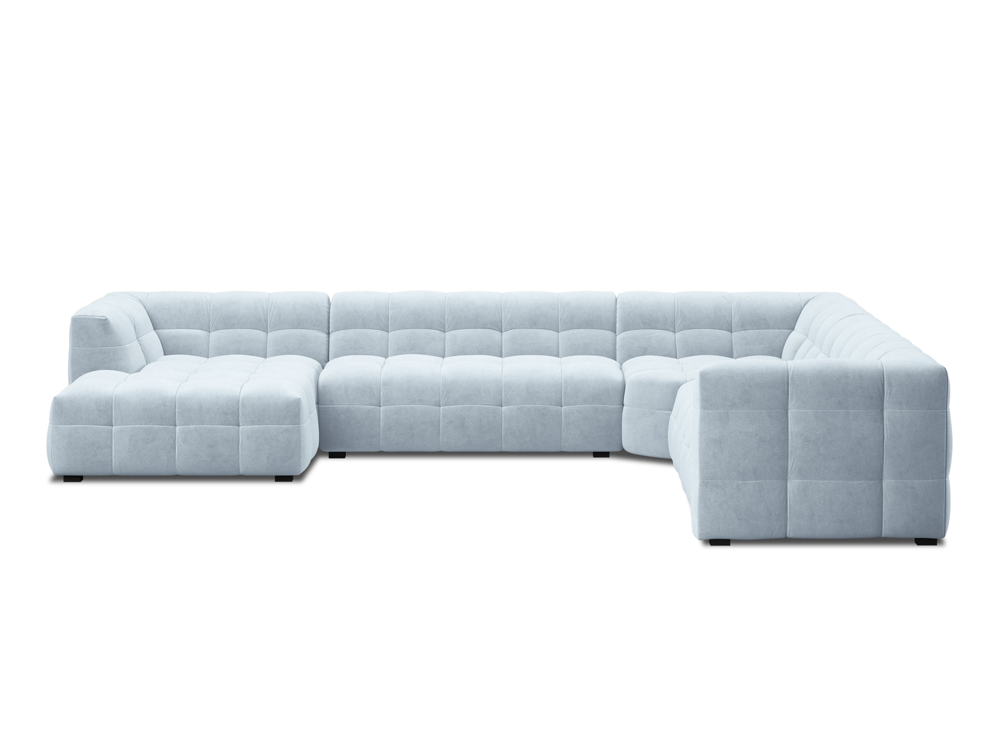U-shaped velvet right-hand corner sofa VESTA light blue