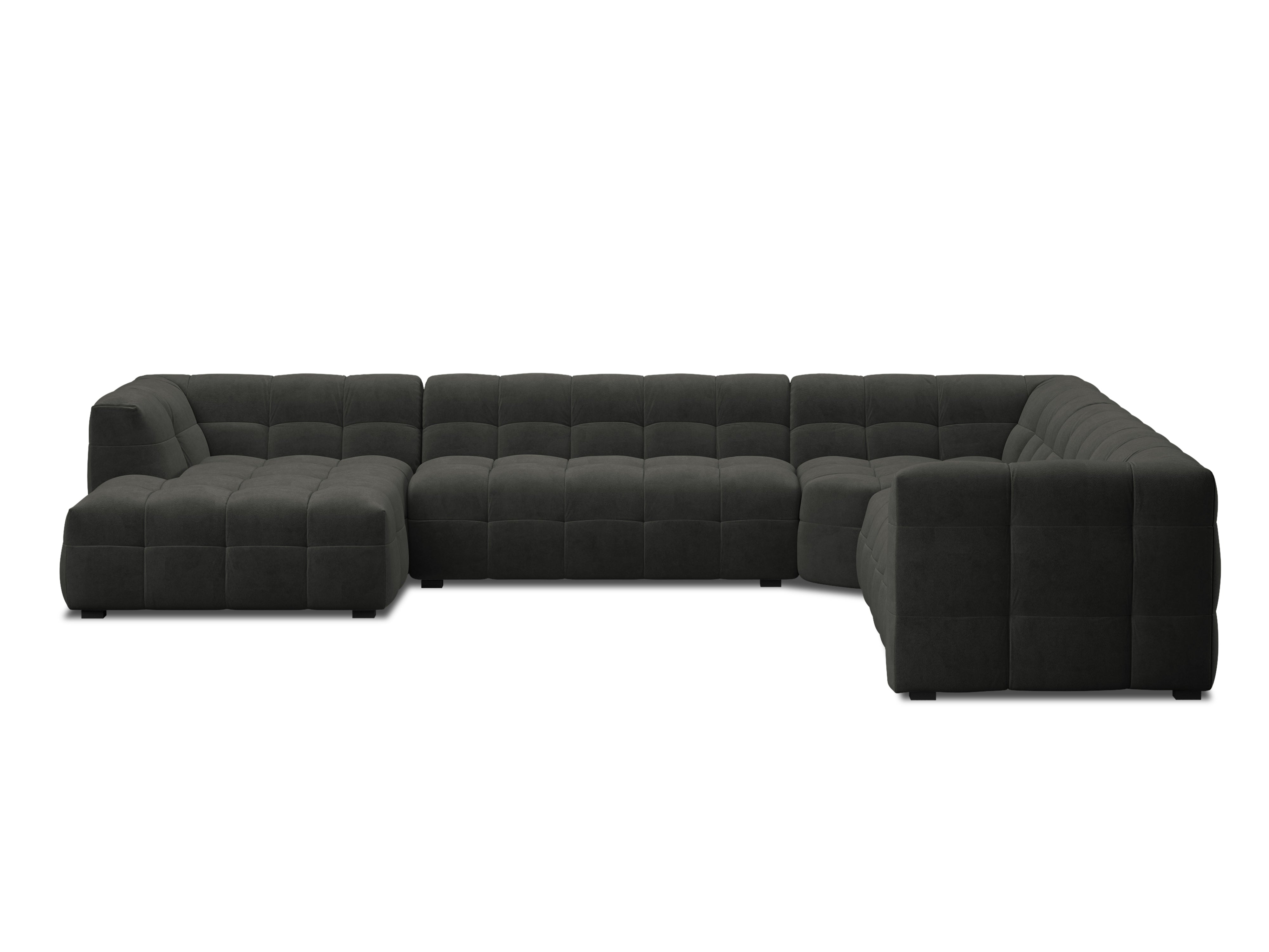 U-shaped velvet right-hand corner sofa VESTA dark grey