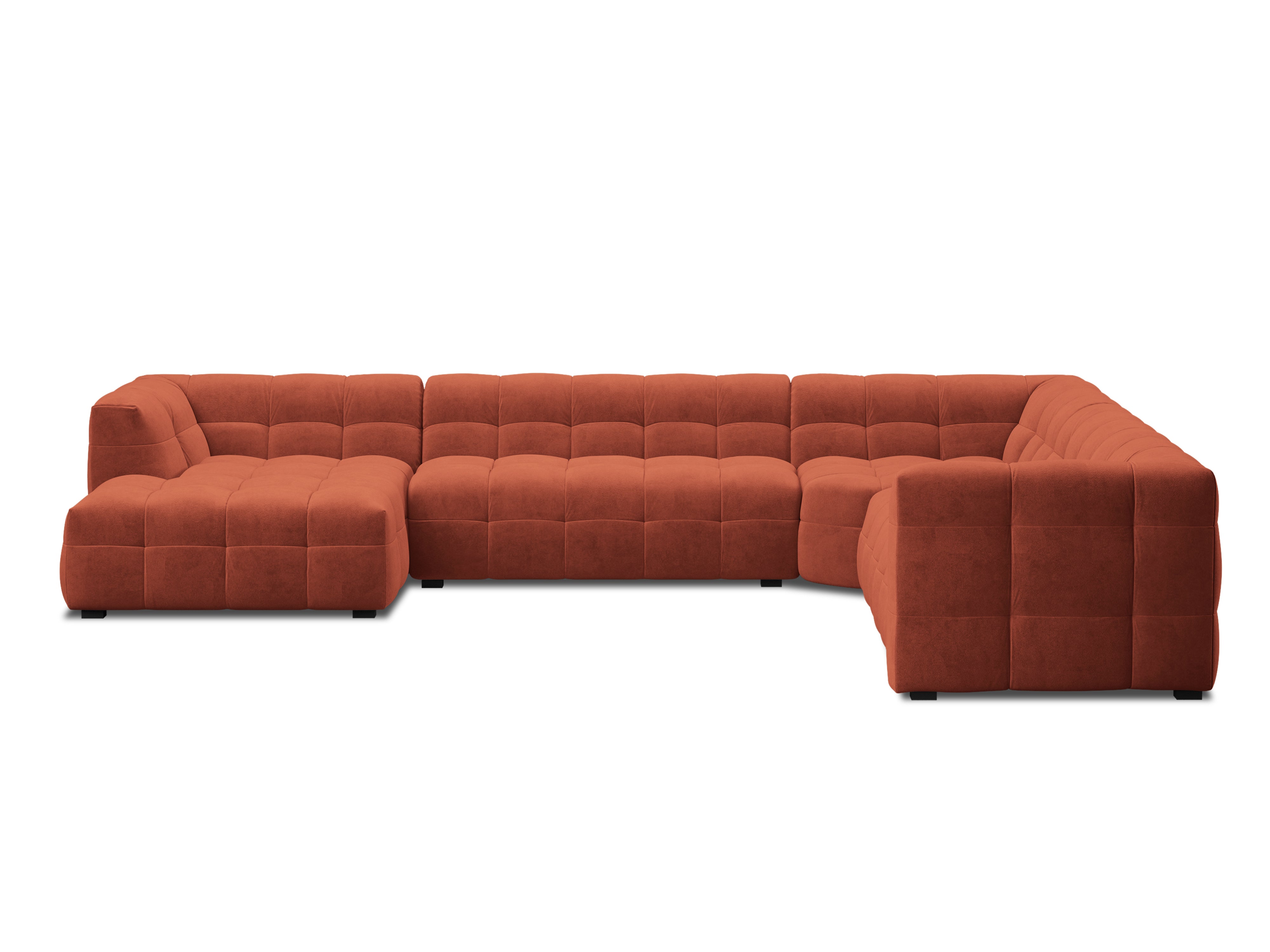 U-shaped velvet right-hand corner sofa VESTA coral