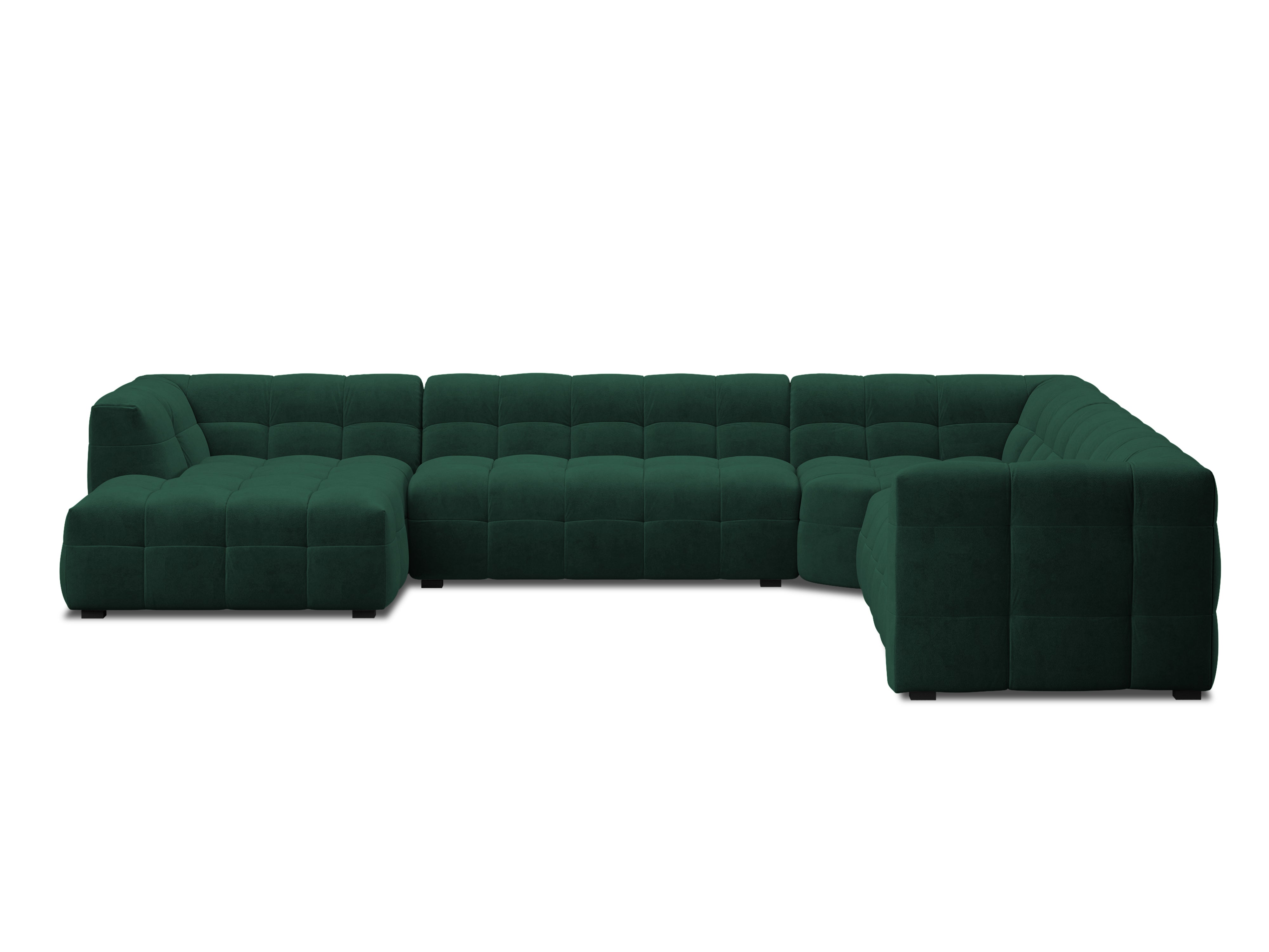 U-shaped velvet right-hand corner sofa VESTA bottle green