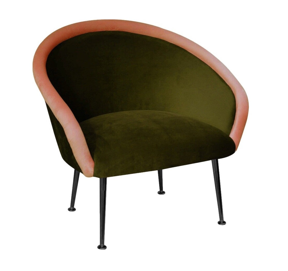 PLUM 3 armchair green with pink roller, Happy Barok, Eye on Design