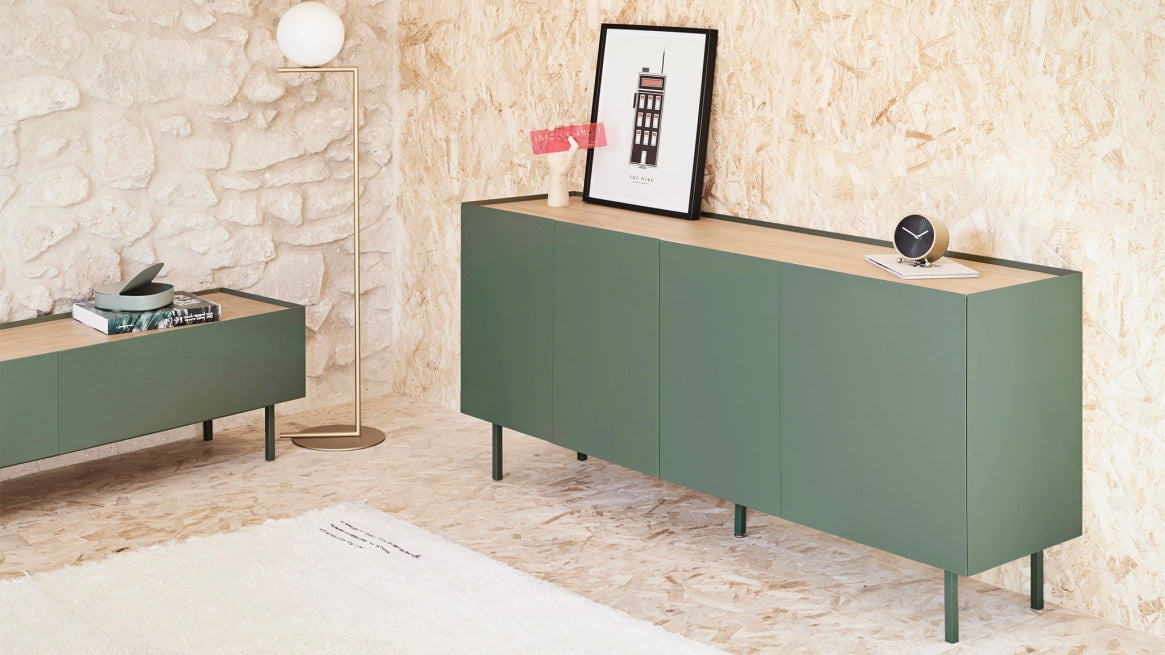 ARISTA green chest of drawers