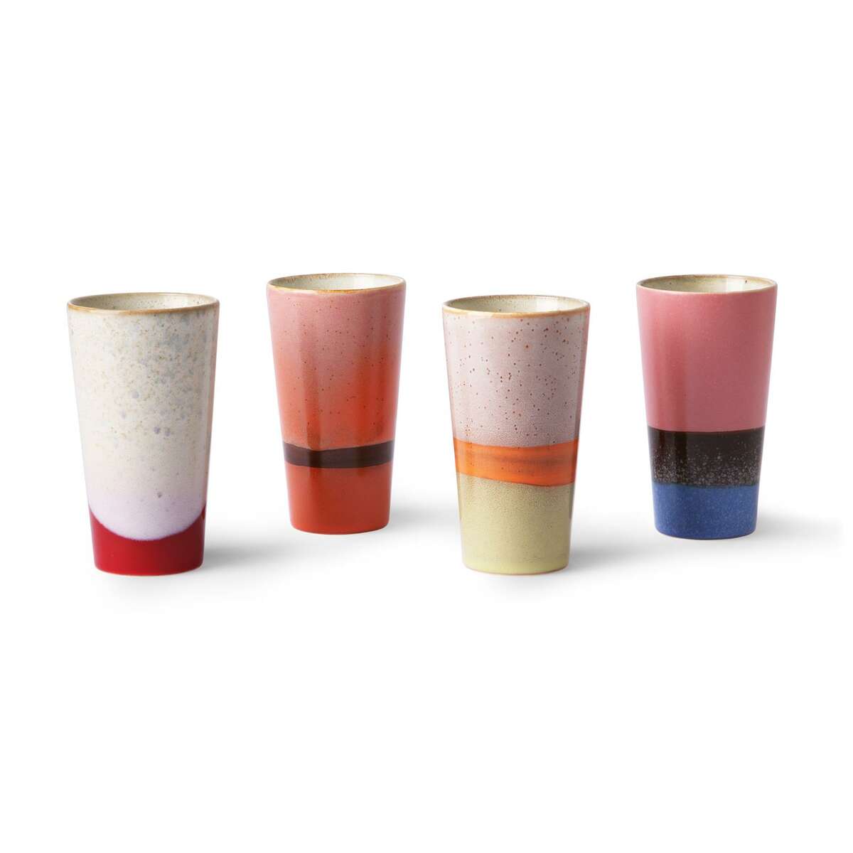 Set of 4 70's ceramic mugs for latte