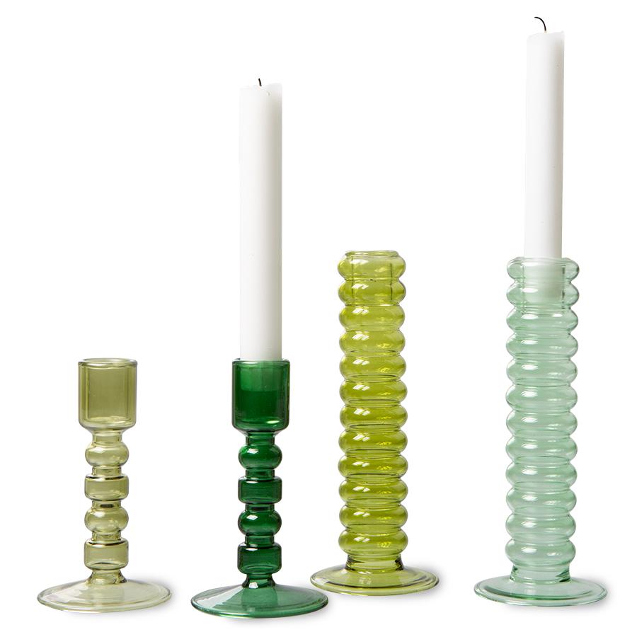 Glass candle holder EMERALDS L mint green