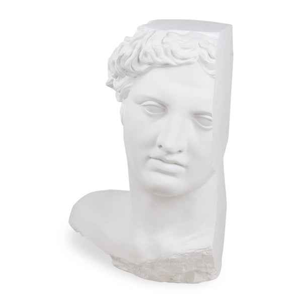 This gypsum sculpture refers to ancient years. The statue refers to the Greek god Apollo, the sun god. The uniform color in which it is maintained means that it will fit into the rooms in different colors and different decor. The classic interior of the living room, and in particular the place on the dresser, will be completed in an elegant way. Free space in a modern office can be emphasized with this work.