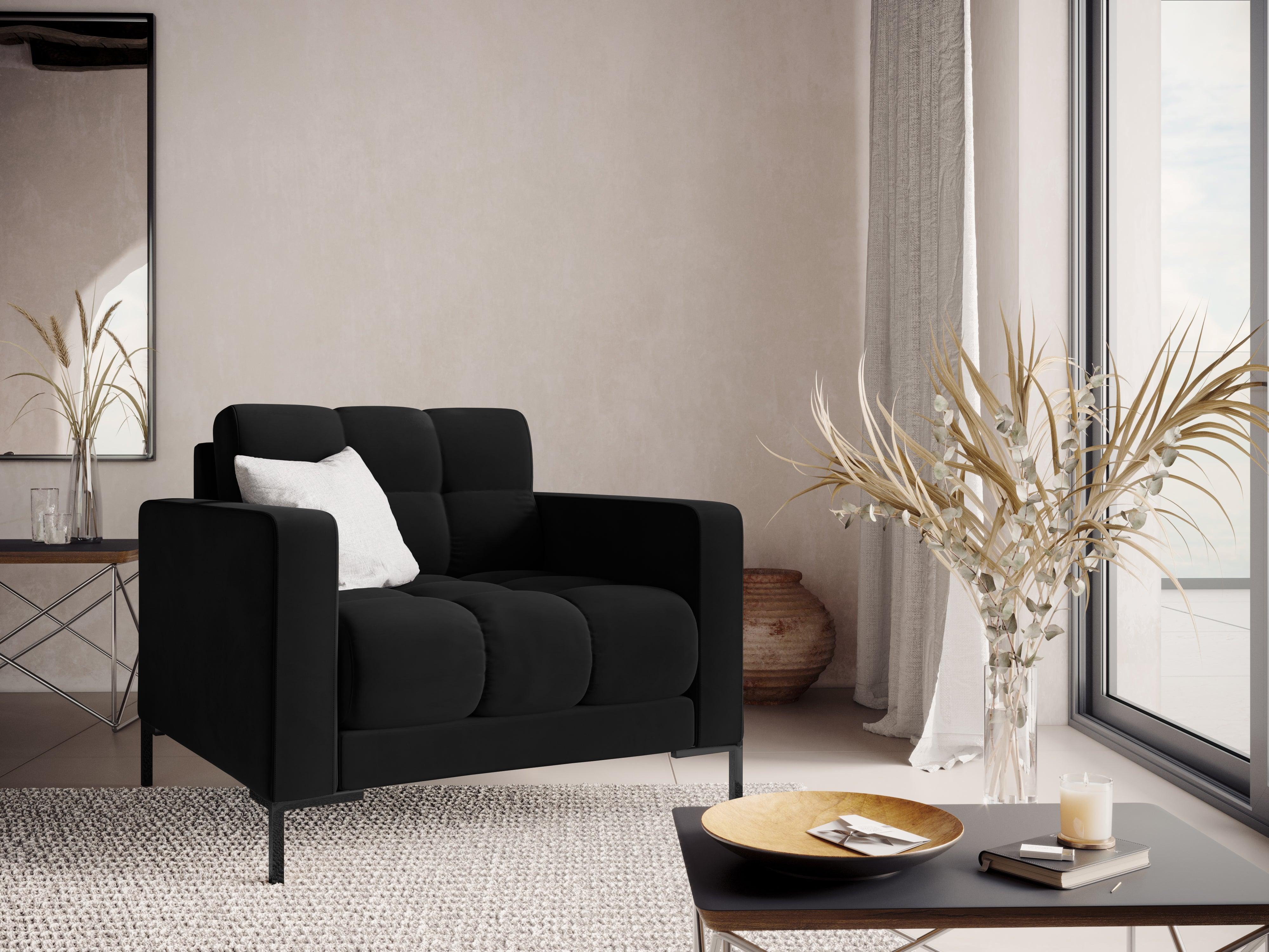 Armchair velvet BALI black with black base - Eye on Design