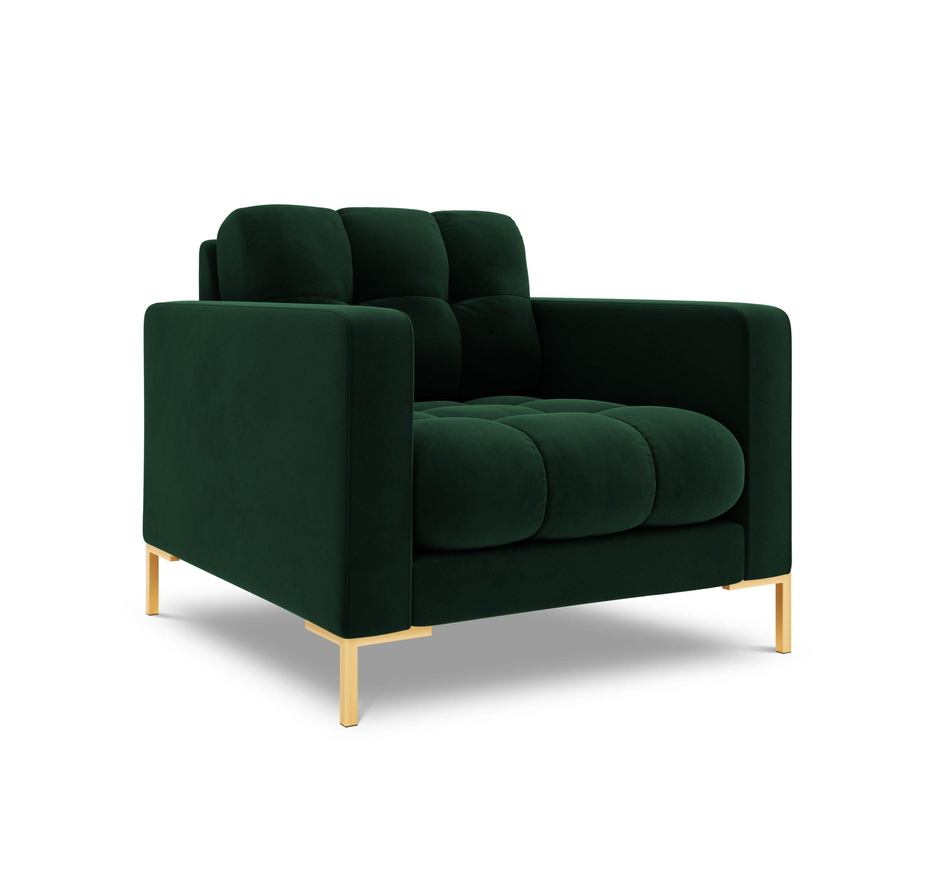 Armchair velvet BALI bottle green with gold base - Eye on Design