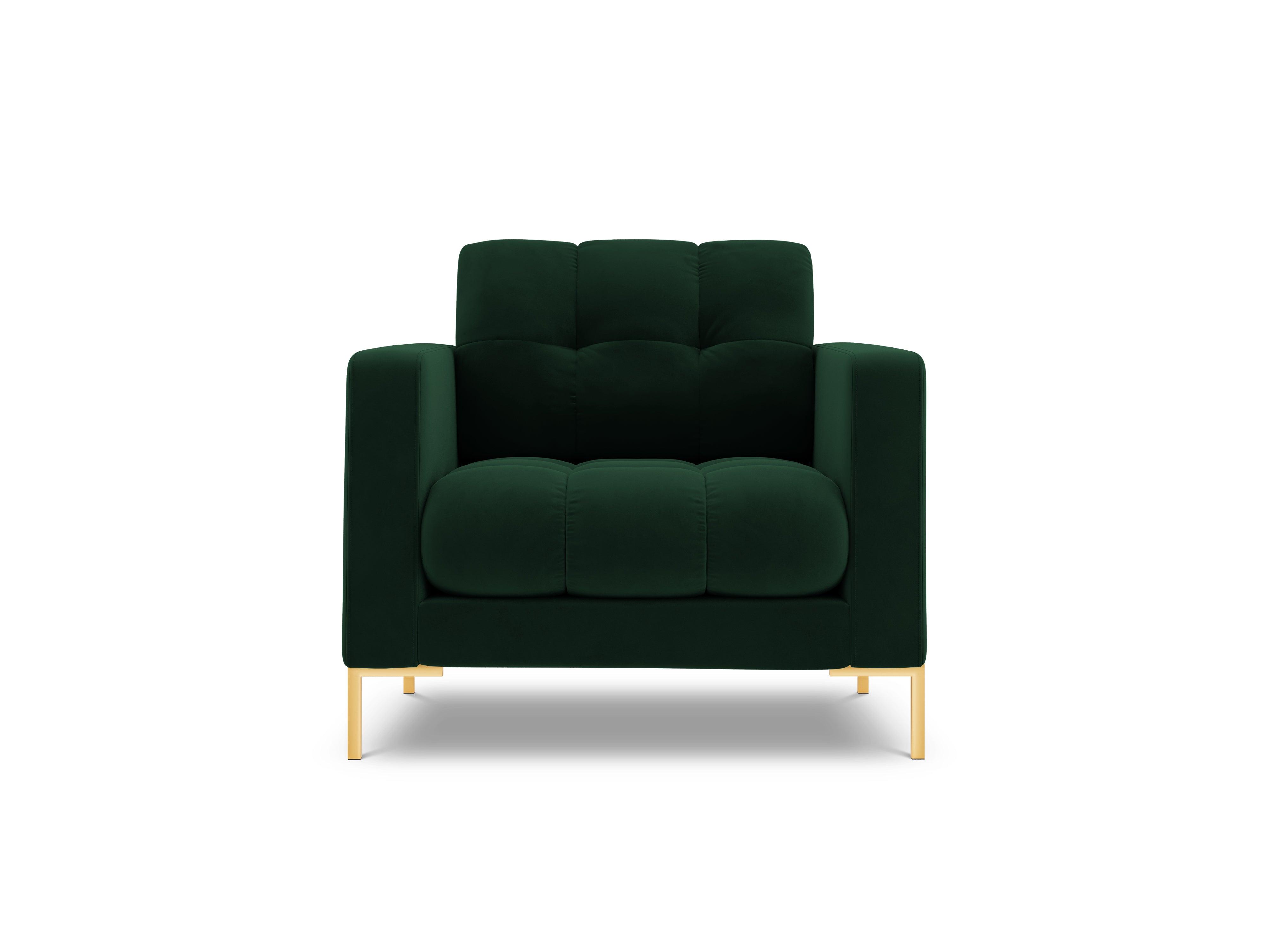 Armchair velvet BALI bottle green with gold base - Eye on Design