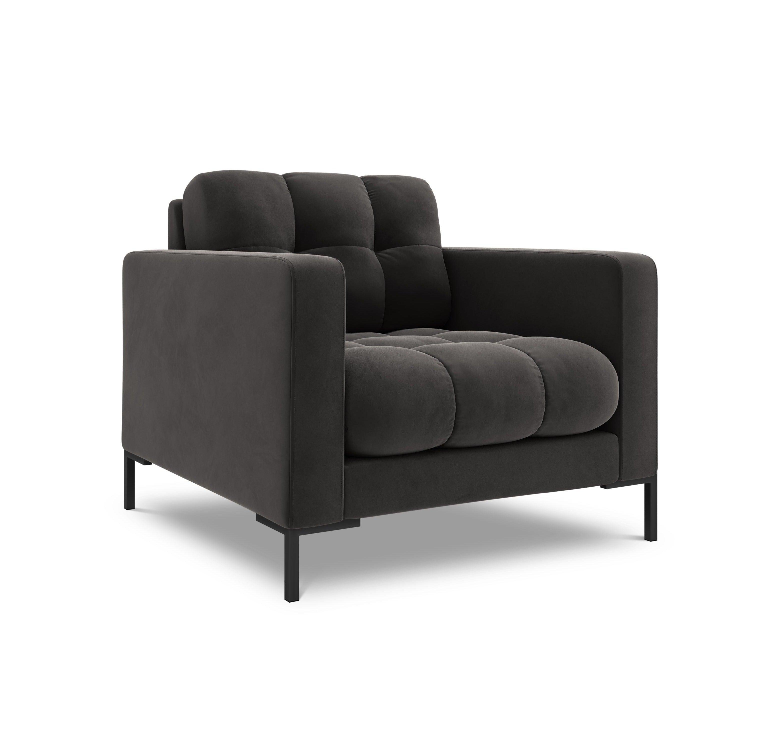 Armchair velvet BALI dark grey with black base - Eye on Design