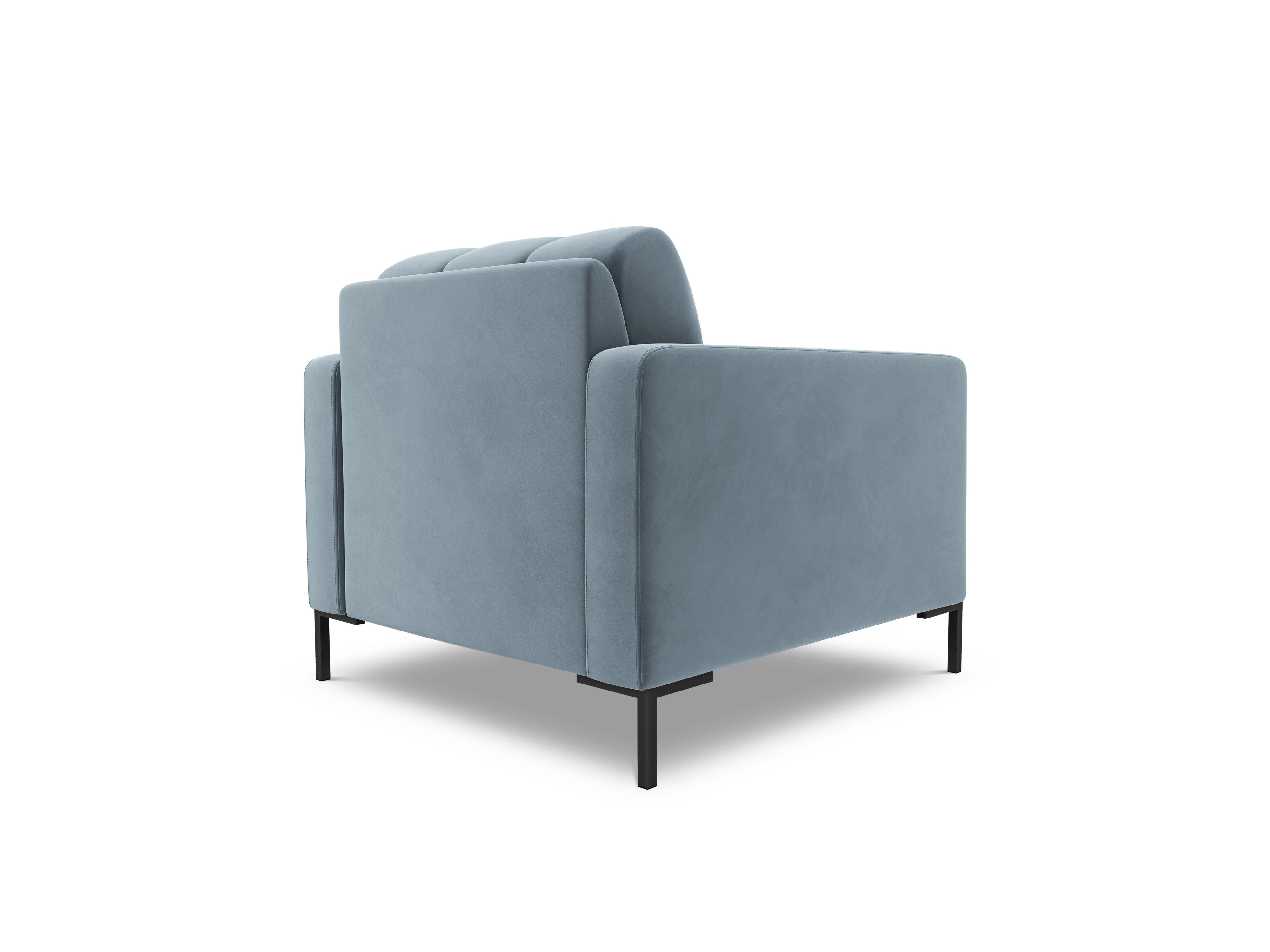 Armchair velvet BALI light blue with black base - Eye on Design