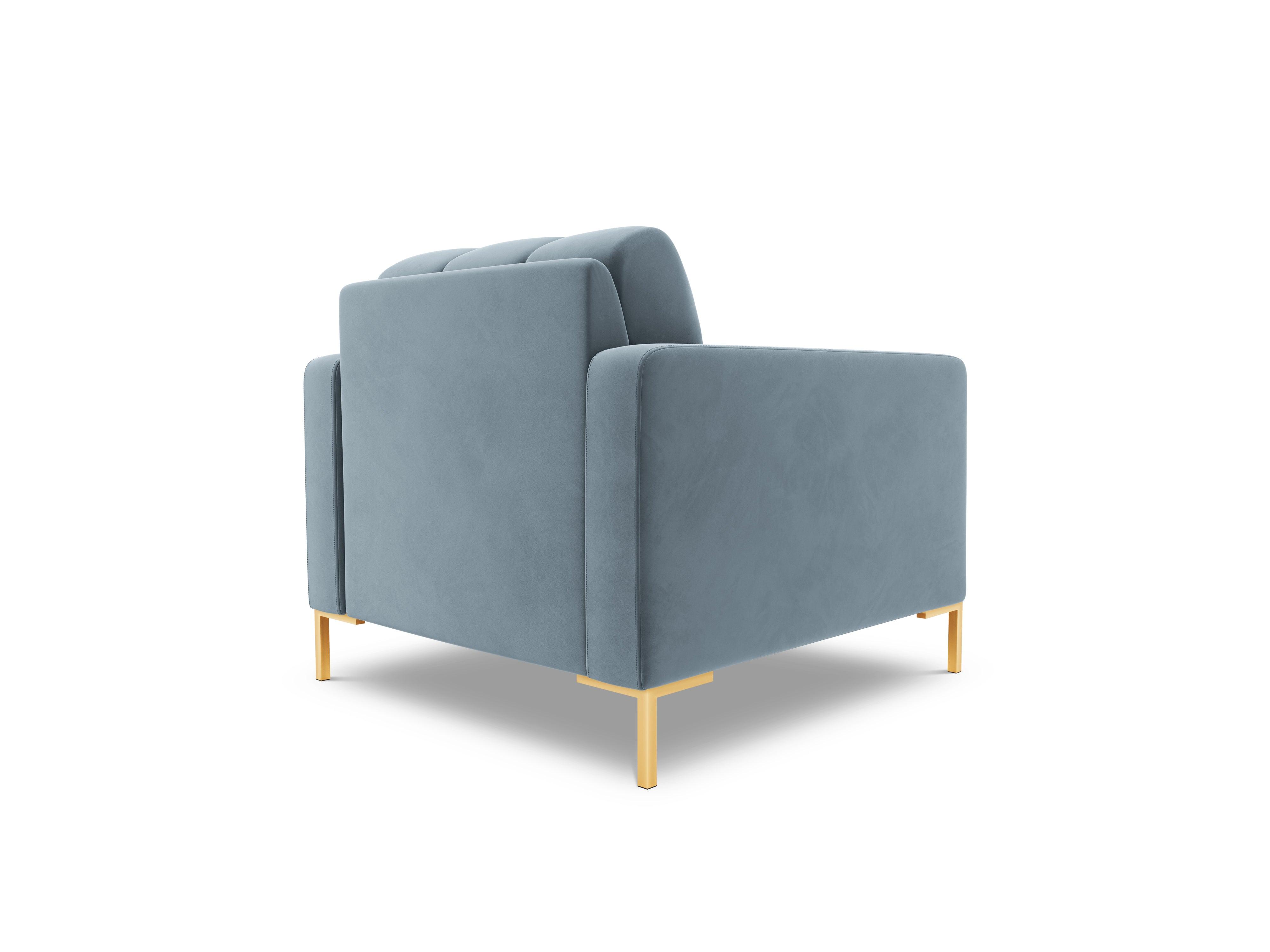 Armchair velvet BALI light blue with gold base - Eye on Design