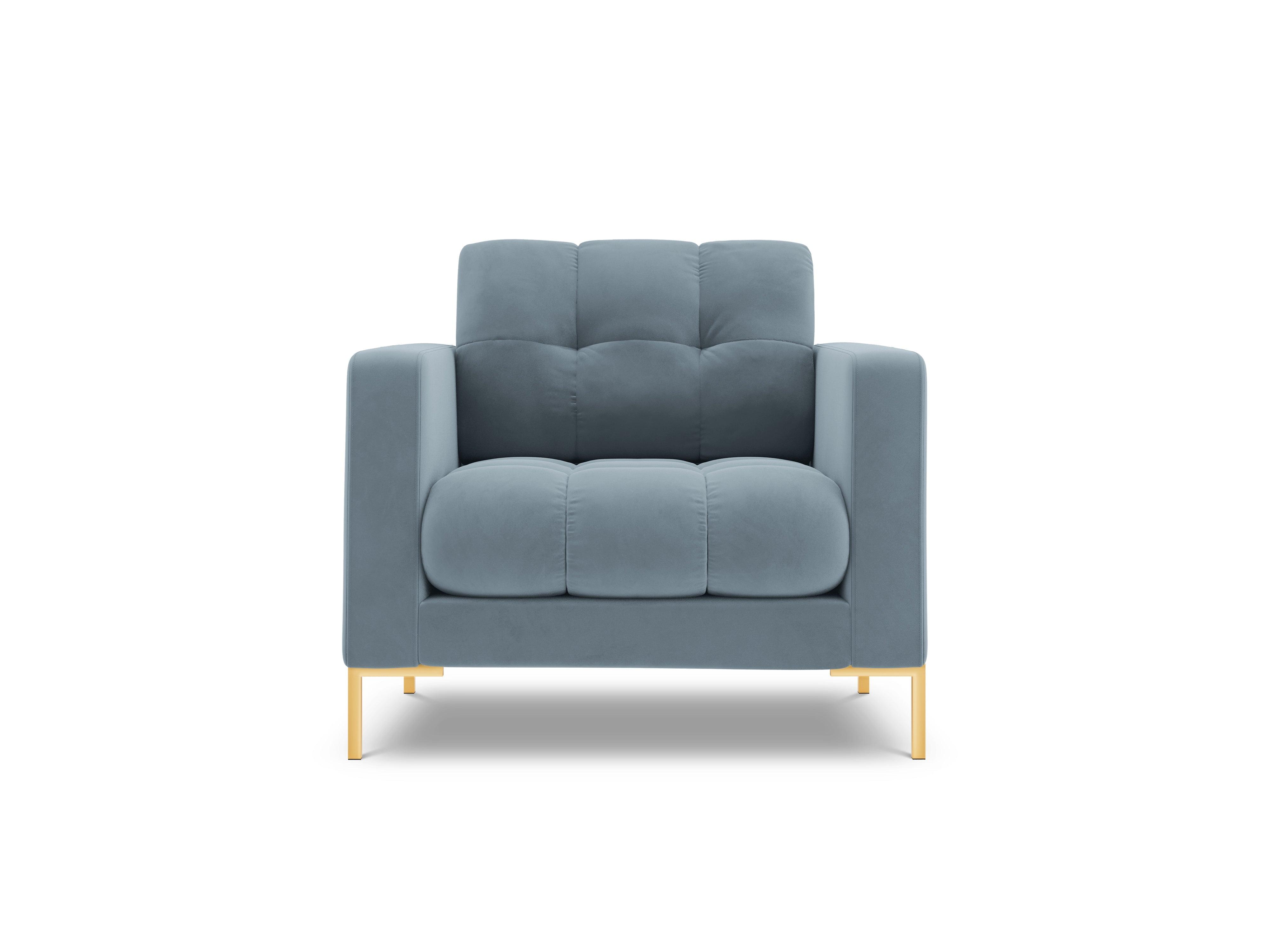 Armchair velvet BALI light blue with gold base - Eye on Design