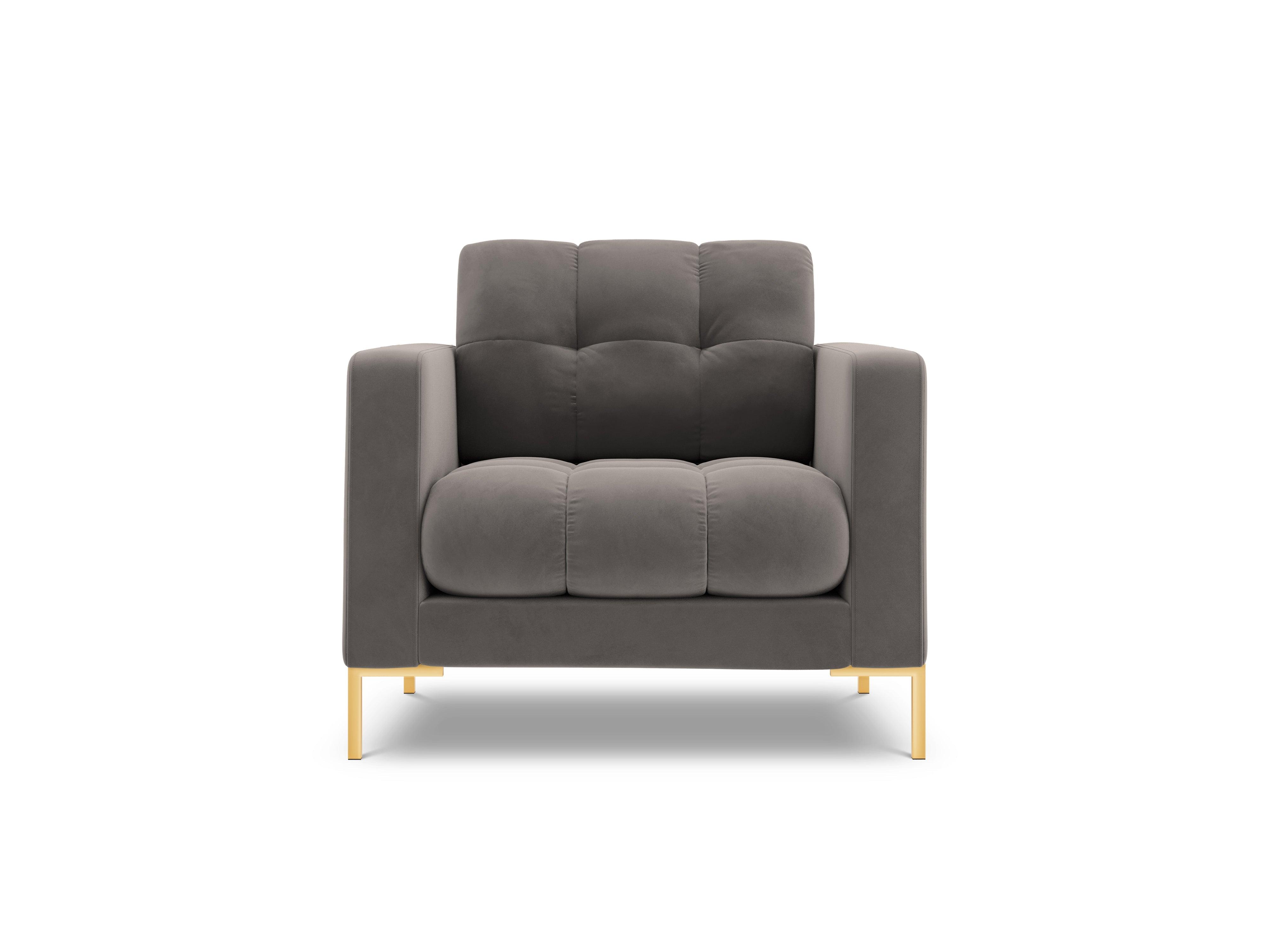 Armchair velvet BALI light grey with gold base - Eye on Design