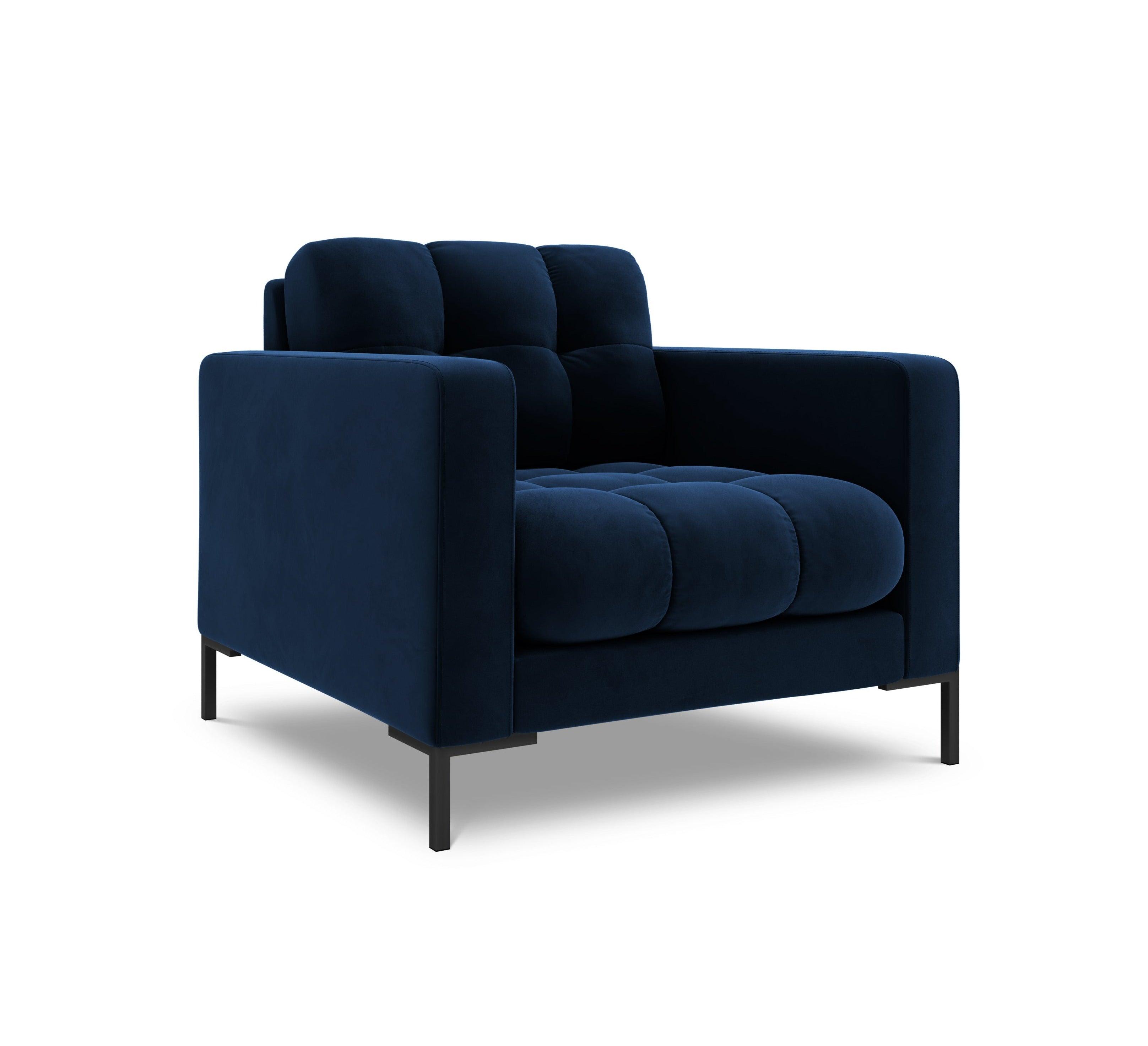 Armchair velvet BALI royal blue with black base - Eye on Design