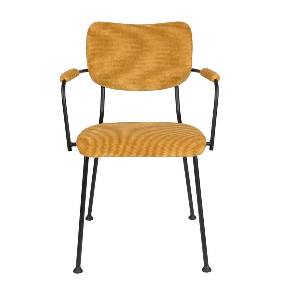 Armchair with armrests BENSON mustard, Zuiver, Eye on Design