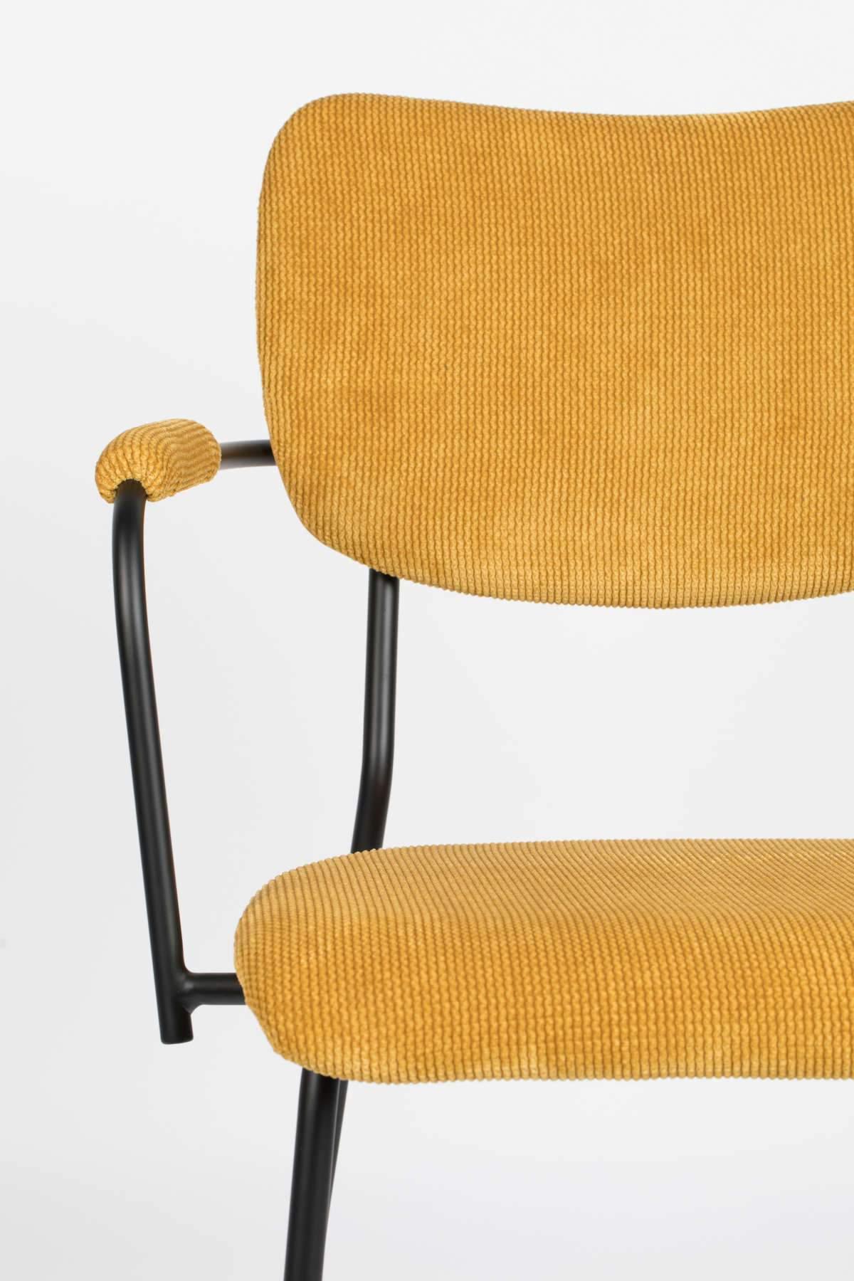 Armchair with armrests BENSON mustard, Zuiver, Eye on Design