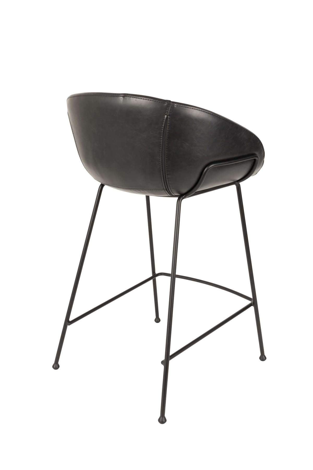 Bar stool low FESTON eco leather black - Eye on Design