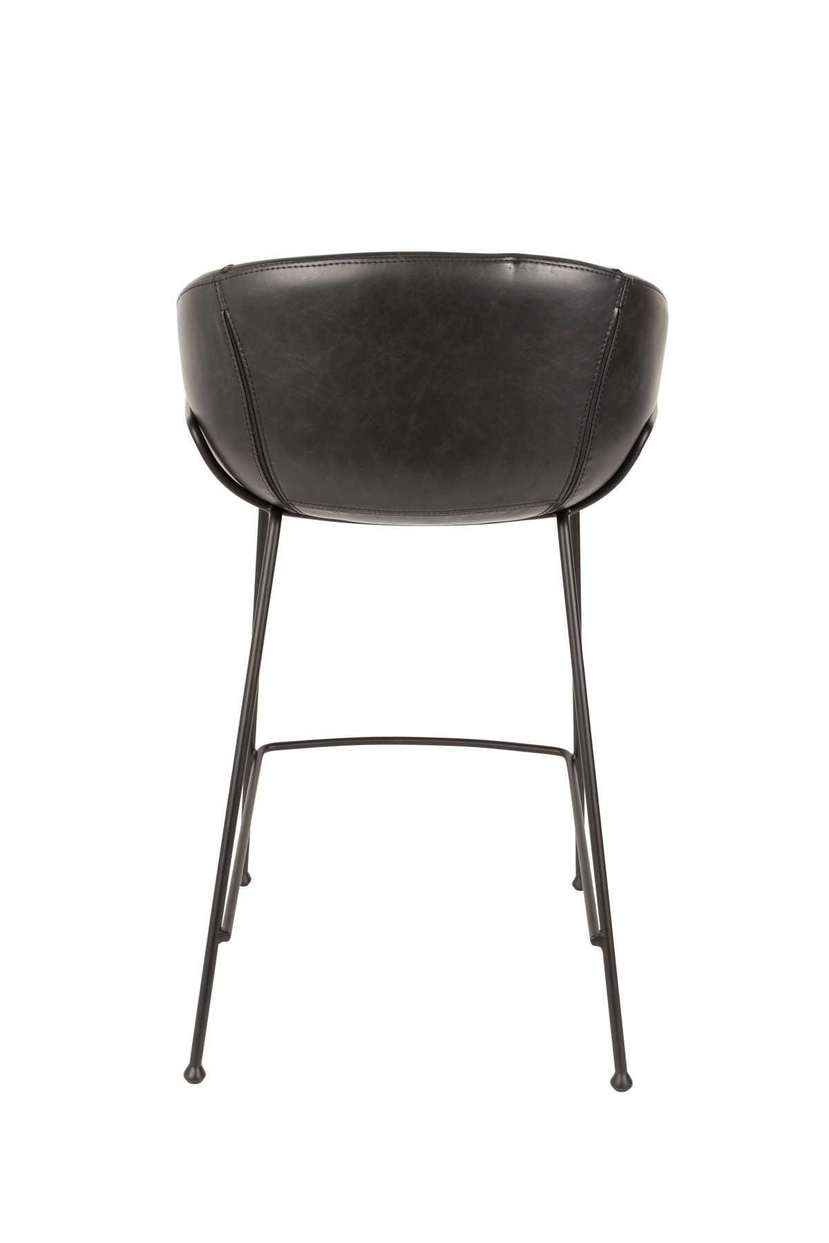 Bar stool low FESTON eco leather black - Eye on Design